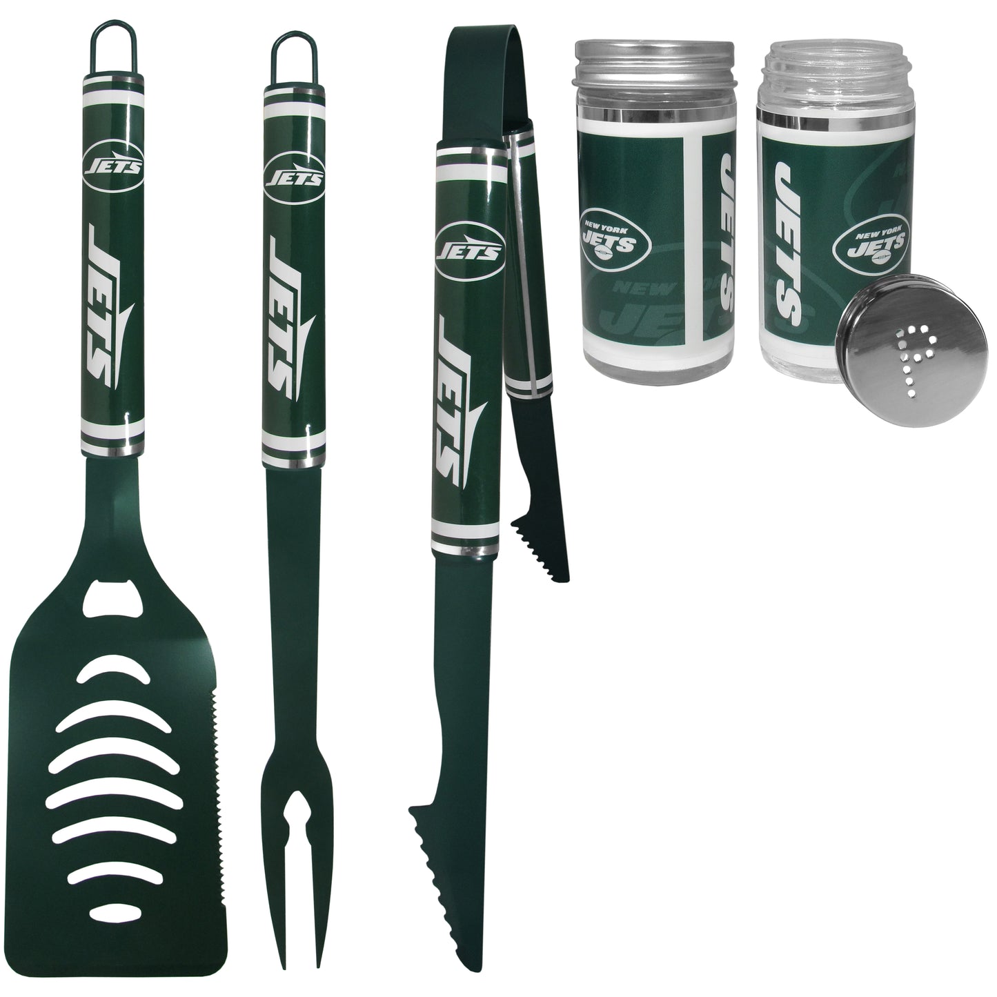 New York Jets 3 pc Logo BBQ Tools w/Shakers