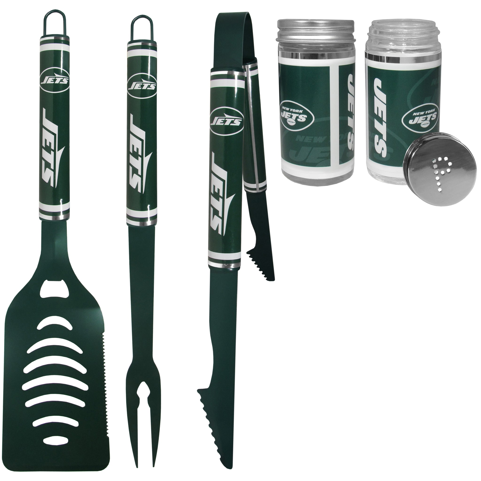 New York Jets 3 pc Logo BBQ Tools w/Shakers