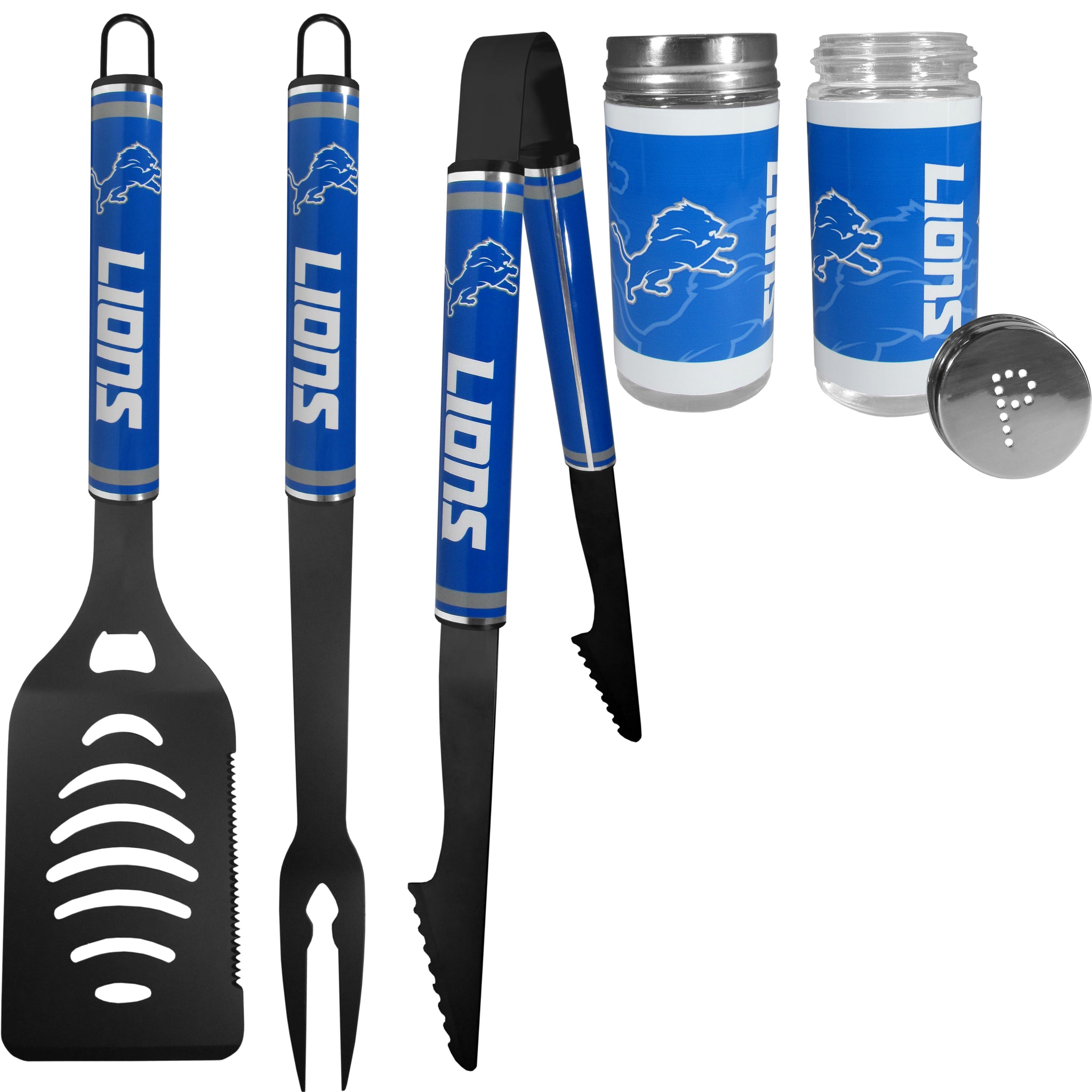 Detroit Lions 3 pc Logo BBQ Tools w/Shakers