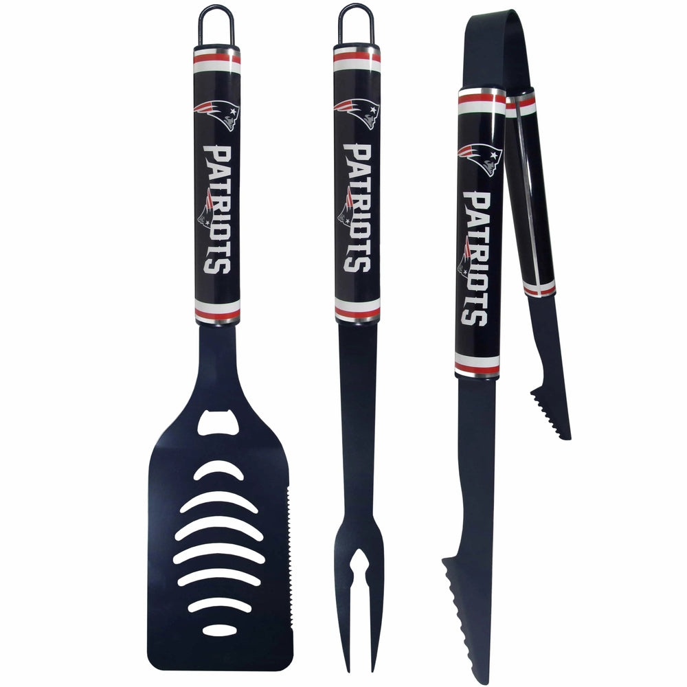 New England Patriots 3 pc Color BBQ Tools - New England Patriots