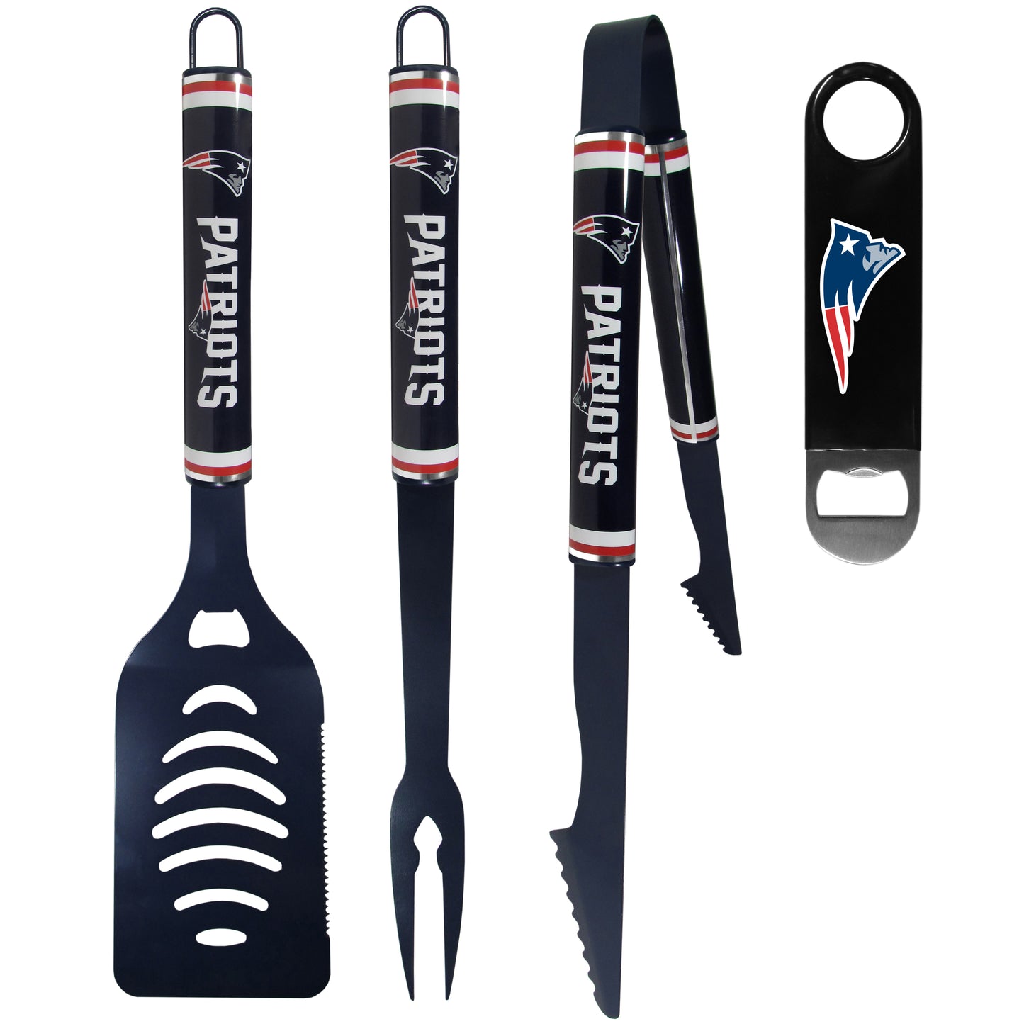 New England Patriots 3 pc Logo BBQ Tools w/Bottle Opener