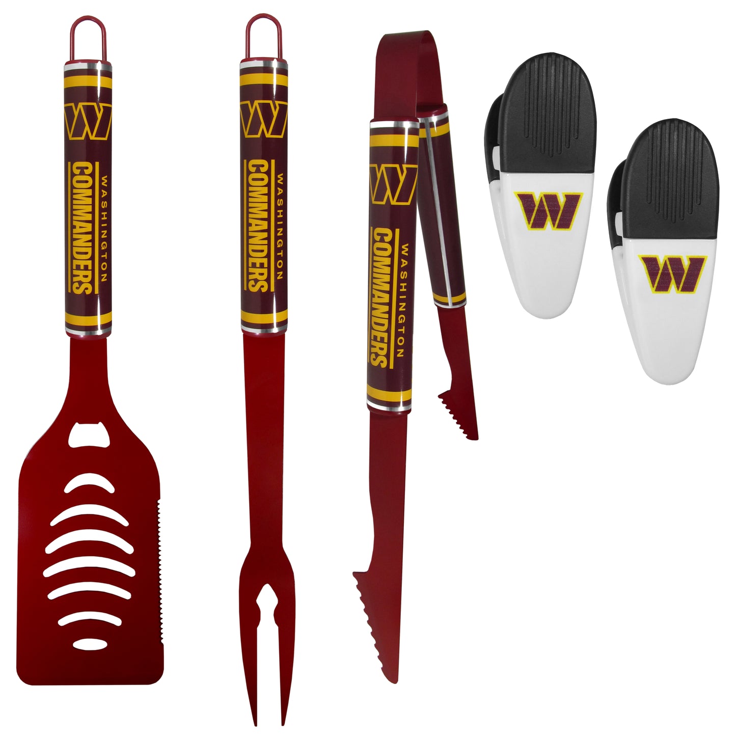 Washington Commanders 3 pc Logo BBQ Tools w/Chip Clips