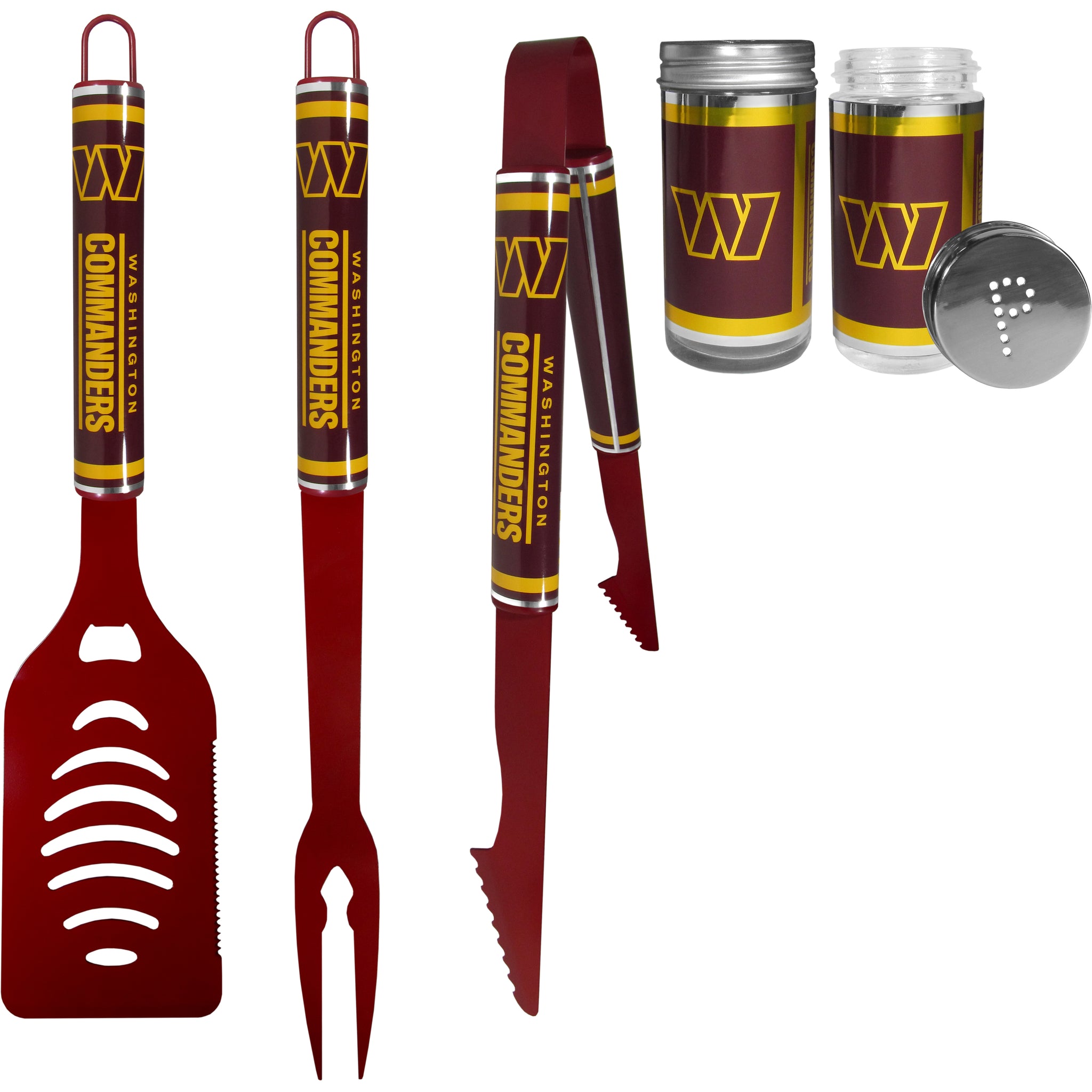 Washington Commanders 3 pc Logo BBQ Tools w/Shakers