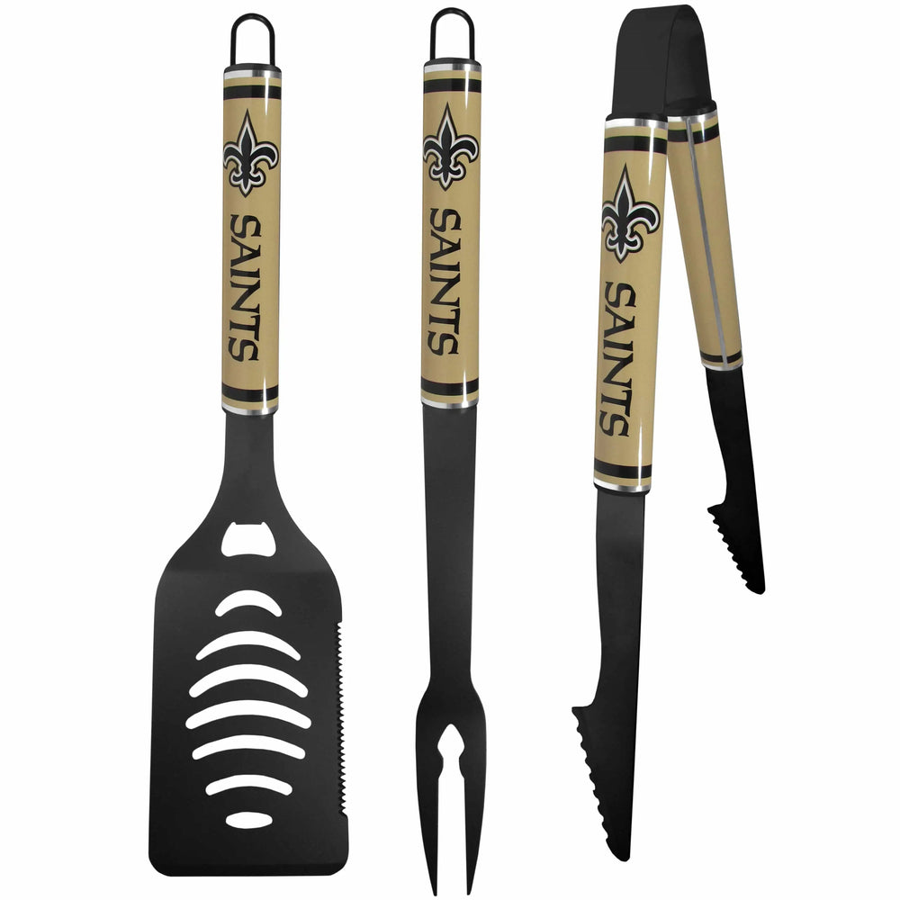 New Orleans Saints 3 pc Color BBQ Tools - New Orleans Saints