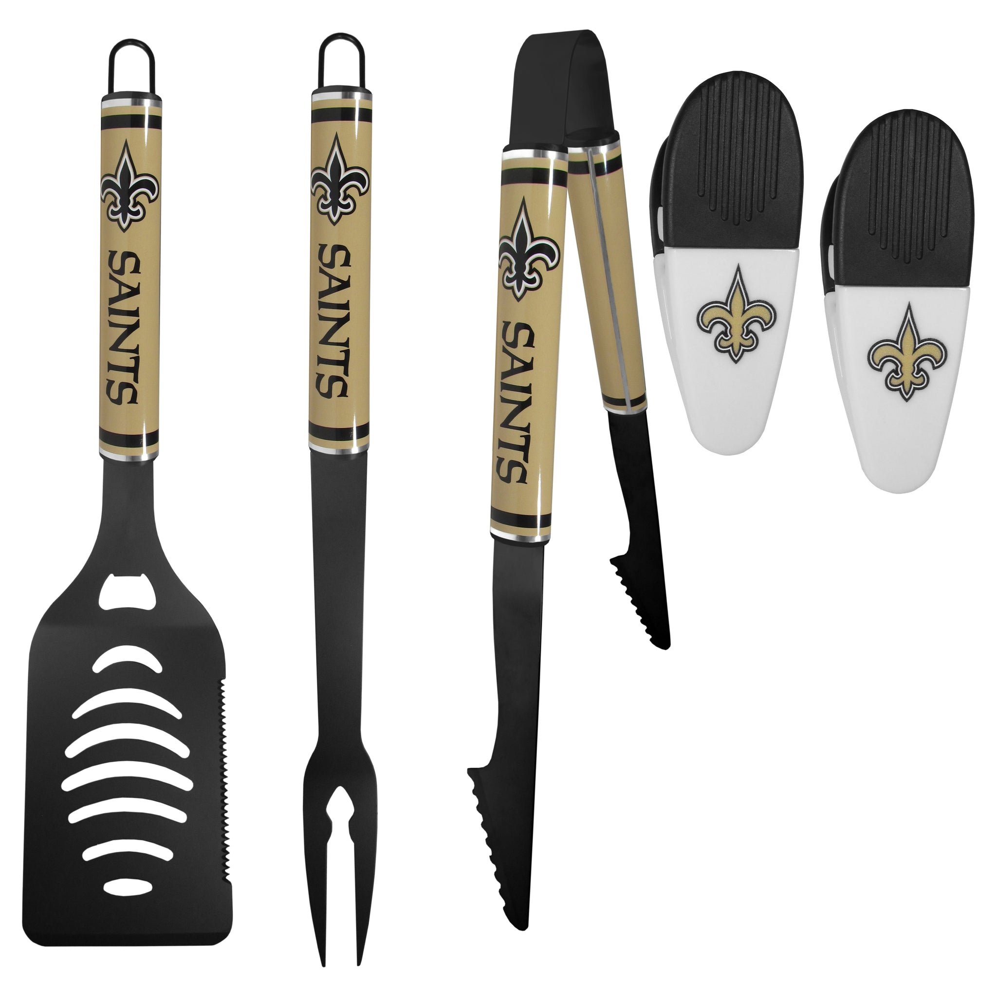 New Orleans Saints 3 pc Logo BBQ Tools w/Chip Clips