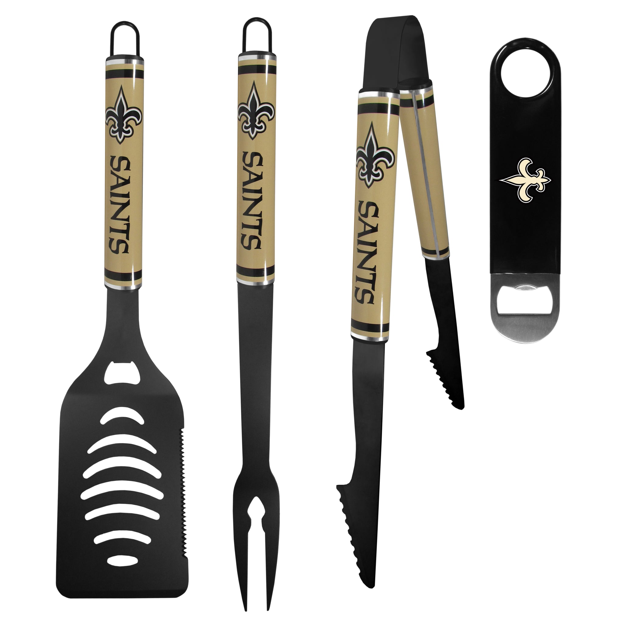 New Orleans Saints 3 pc Logo BBQ Tools w/Bottle Opener