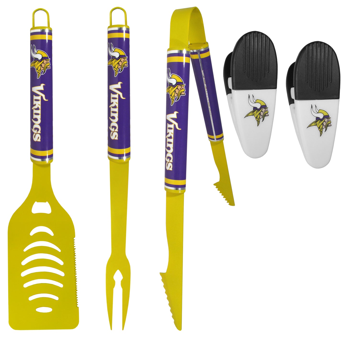 Minnesota Vikings 3 pc Logo BBQ Tools w/Chip Clips