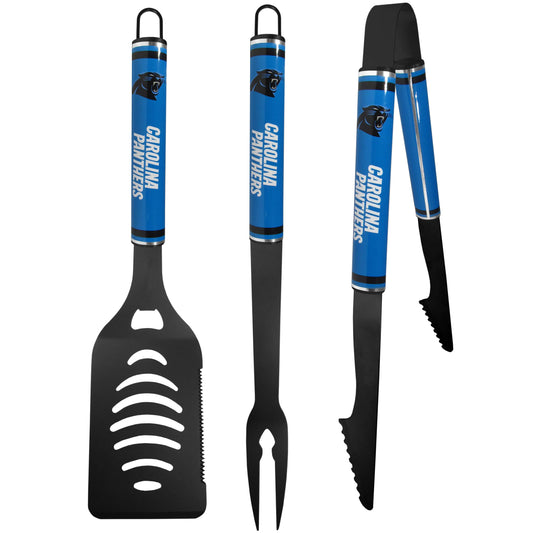 Carolina Panthers 3 pc Color BBQ Tools - Carolina Panthers