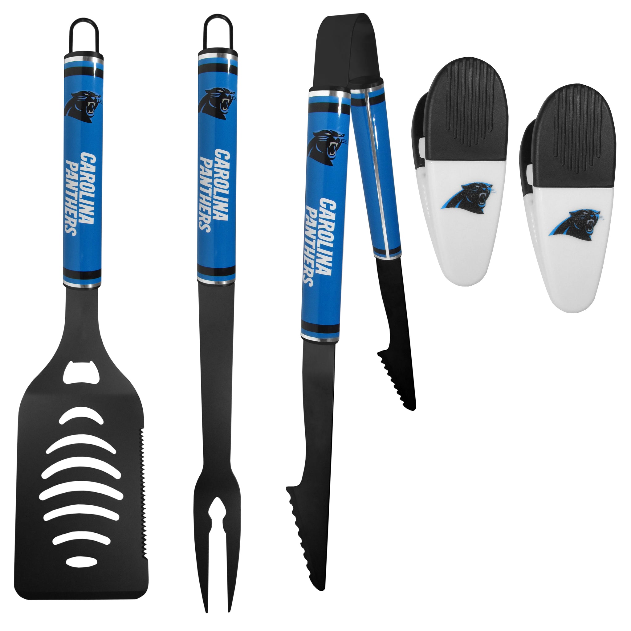 Carolina Panthers 3 pc Logo BBQ Tools w/Chip Clips
