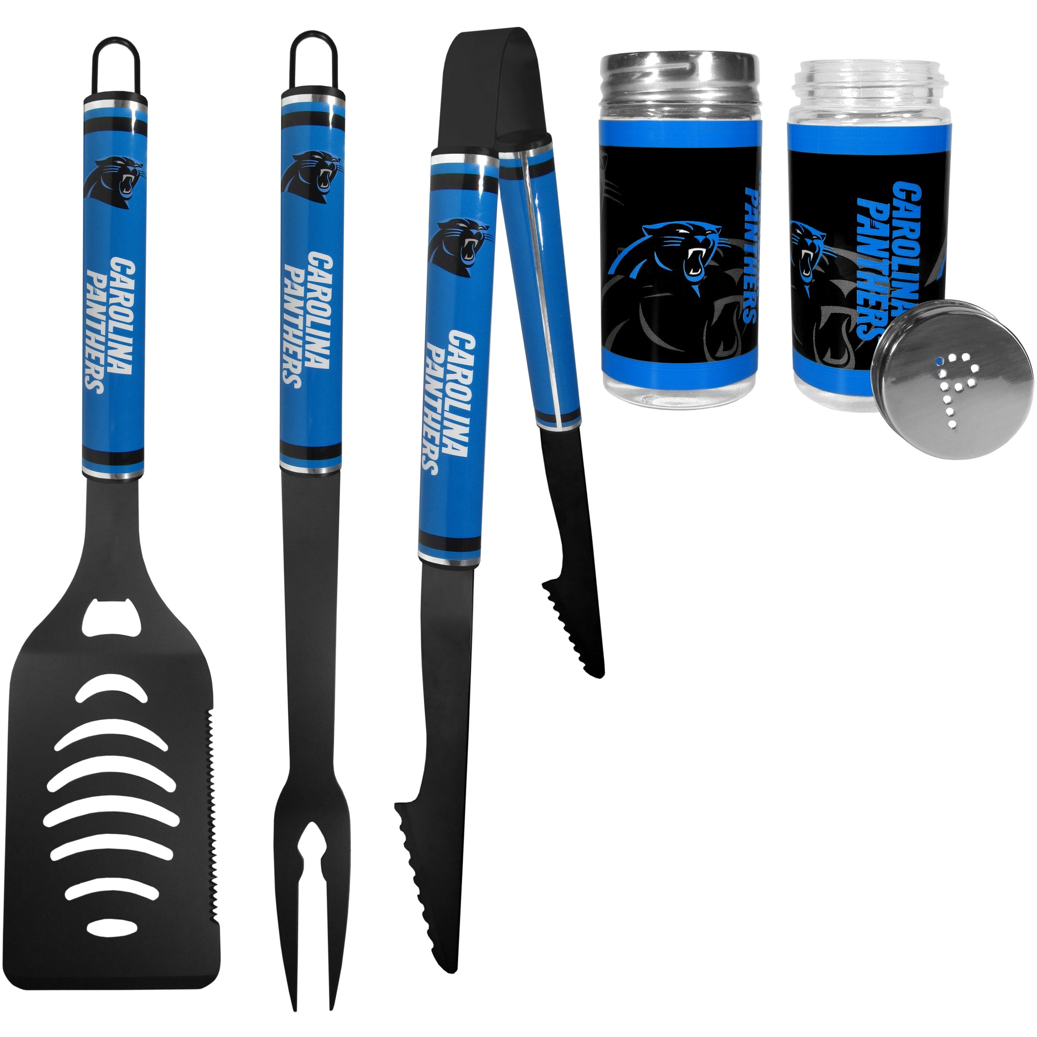 Carolina Panthers 3 pc Logo BBQ Tools w/Shakers