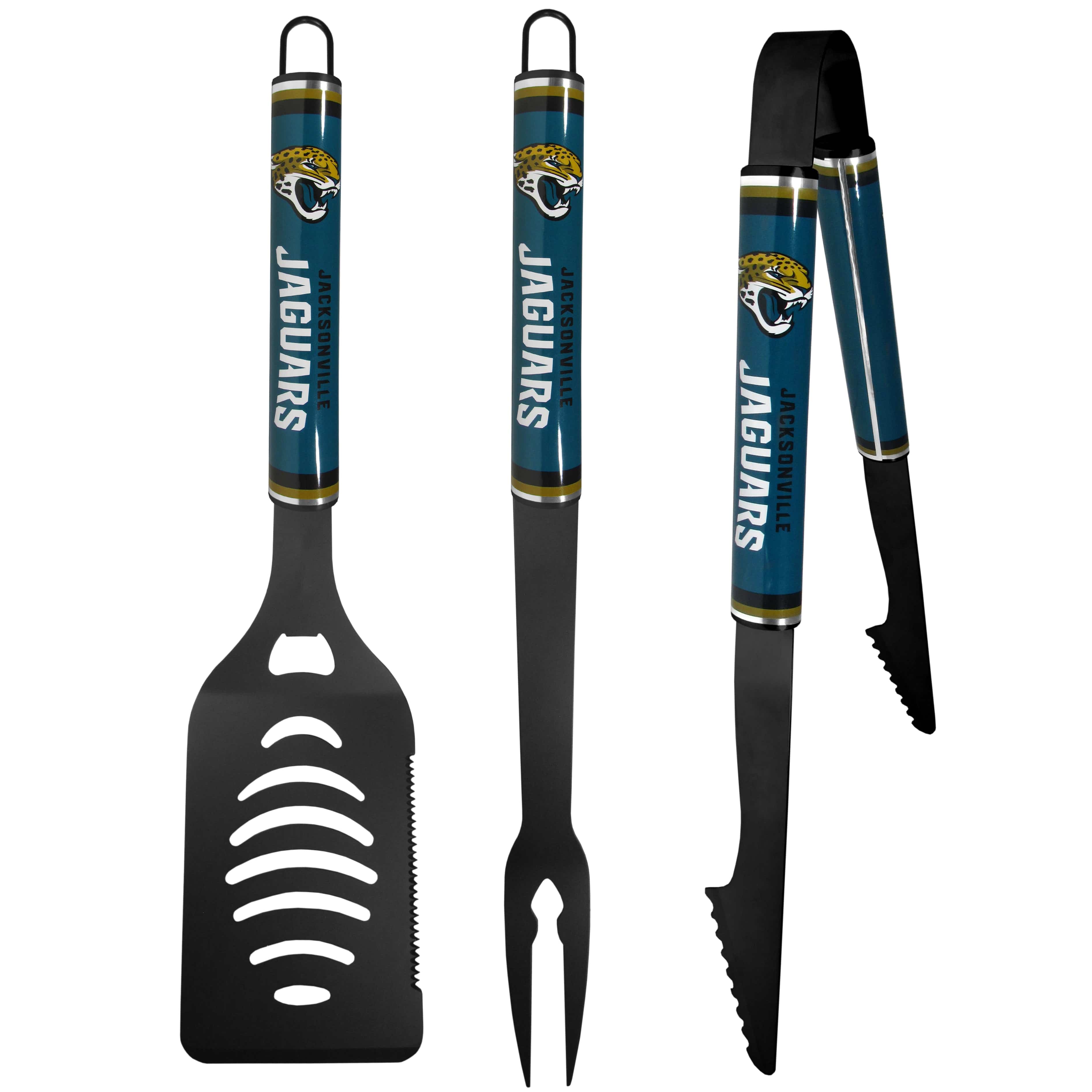 Jacksonville Jaguars 3 pc Color BBQ Tools - Jacksonville Jaguars