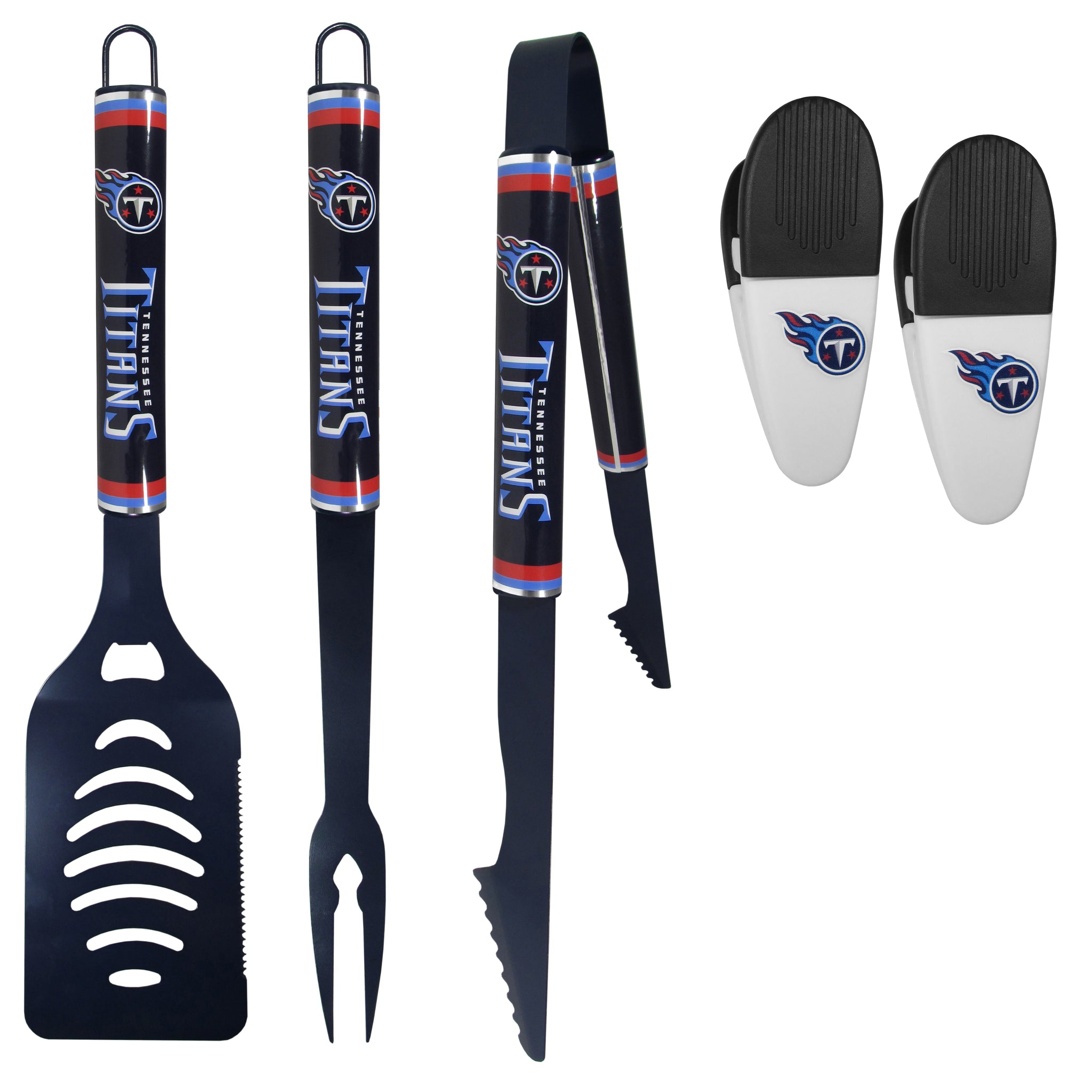 Tennessee Titans 3 pc Logo BBQ Tools w/Chip Clips