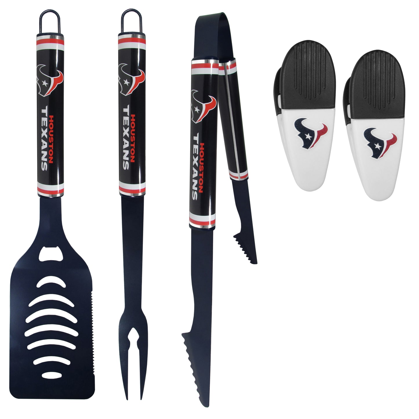 Houston Texans 3 pc Logo BBQ Tools w/Chip Clips