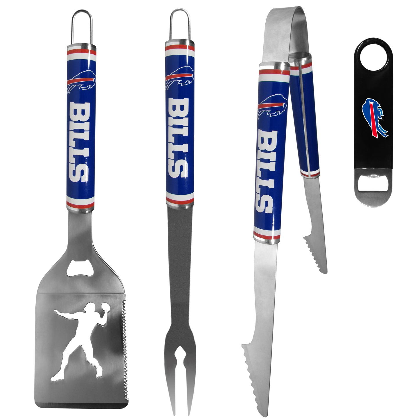 Buffalo Bills 3 pc Steel Logo BBQ Tools w/Bottle Opener