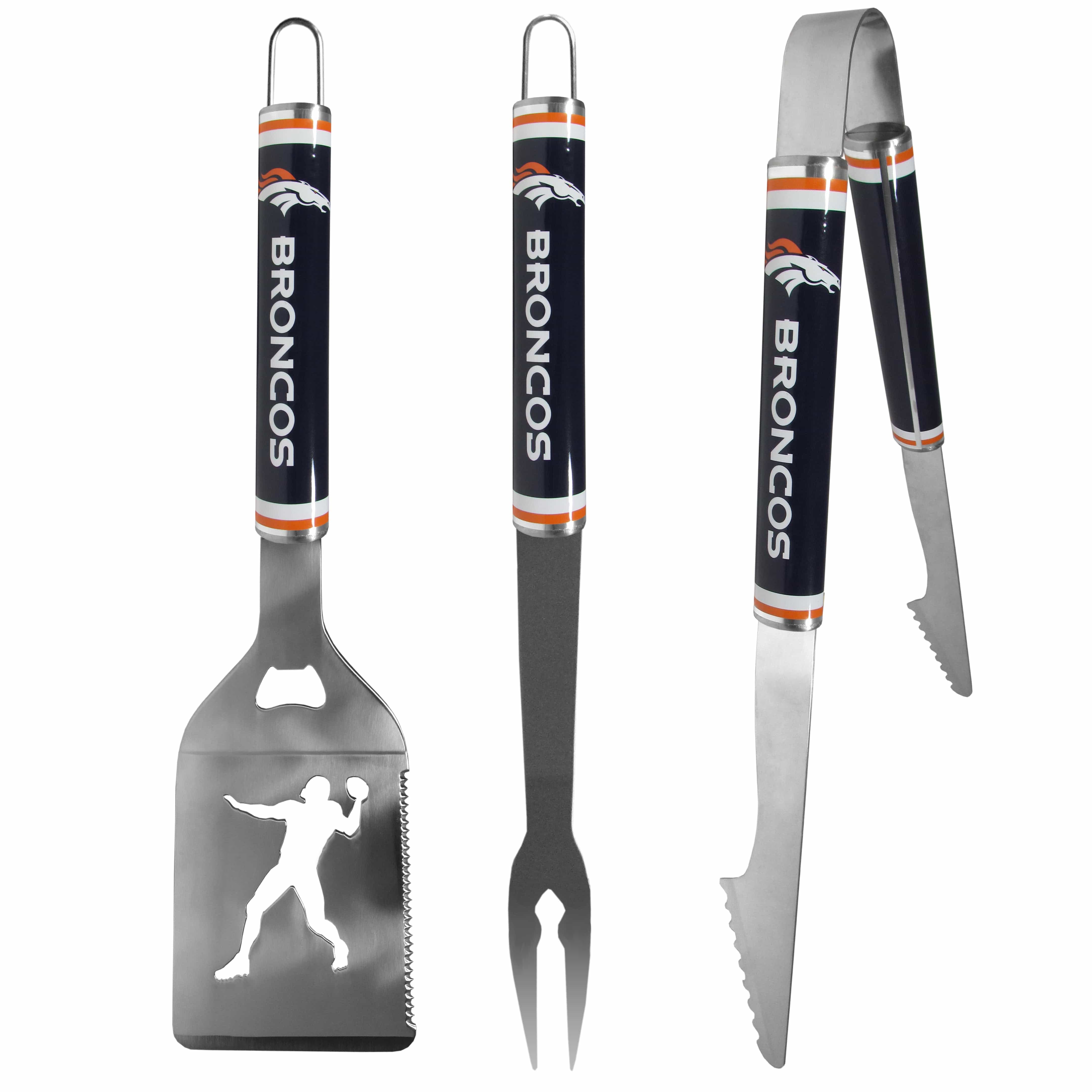 Denver Broncos 3 pc Steel BBQ Tool Set - Denver Broncos