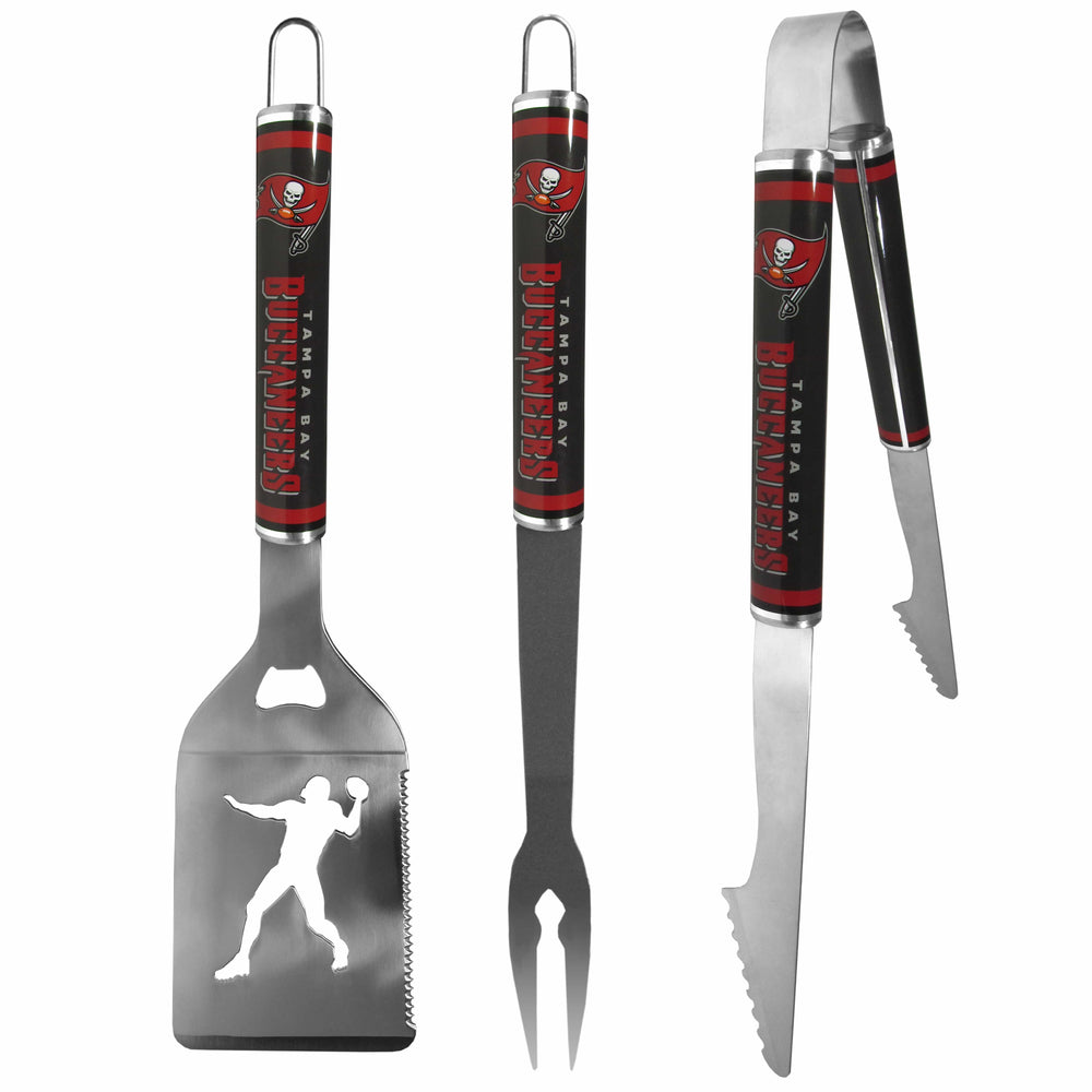 Tampa Bay Buccaneers 3 pc Steel BBQ Tool Set - Tampa Bay Buccaneers