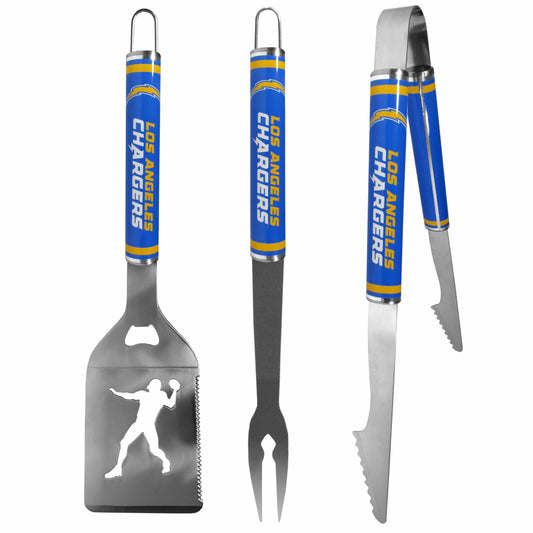Los Angeles Chargers 3 pc Steel BBQ Tool Set - Los Angeles Chargers