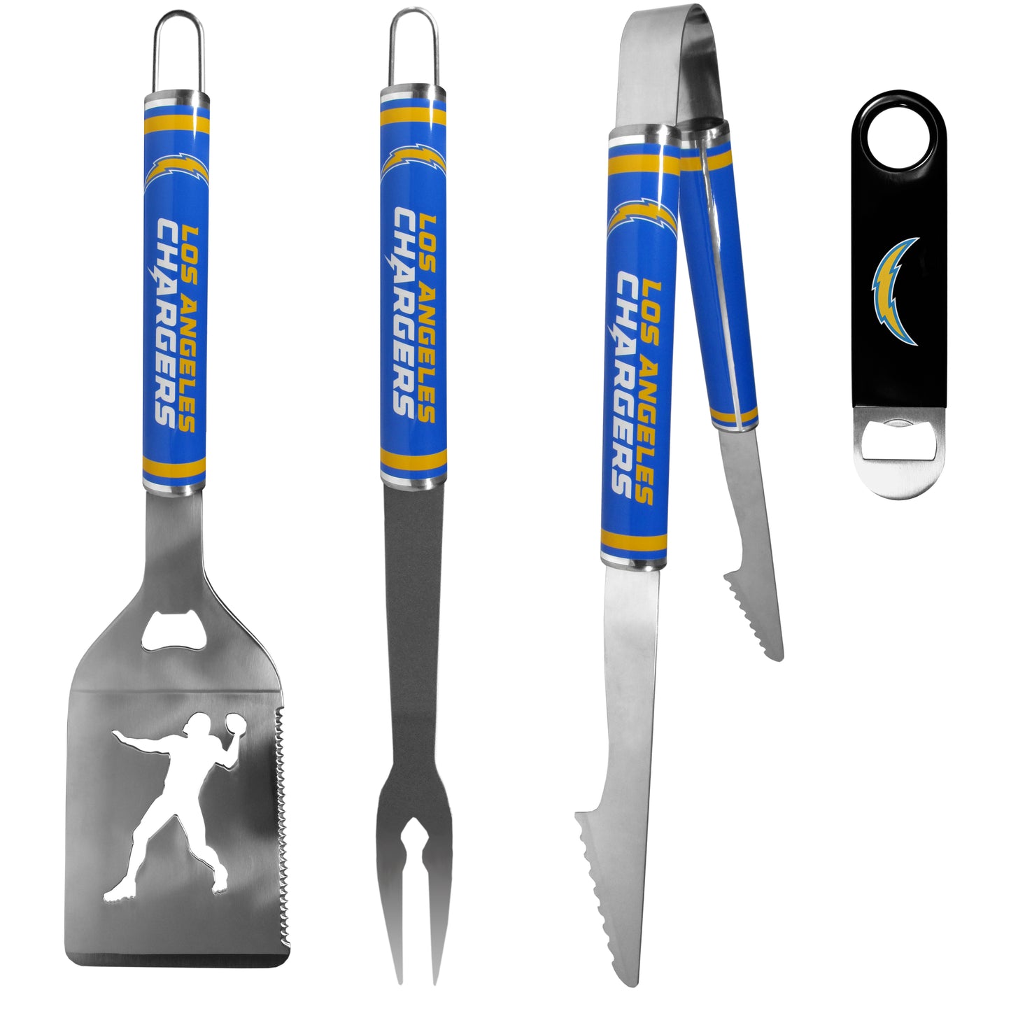 Los Angeles Chargers 3 pc Steel Logo BBQ Tools w/Bottle Opener