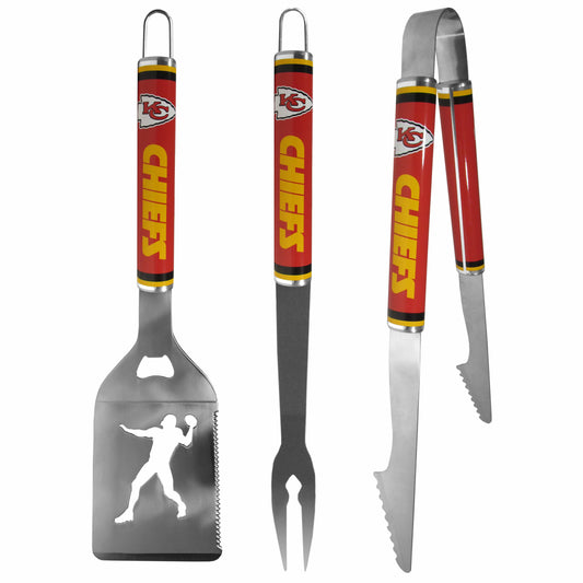 Kansas City Chiefs 3 pc Steel BBQ Tool Set - Kansas City Chiefs