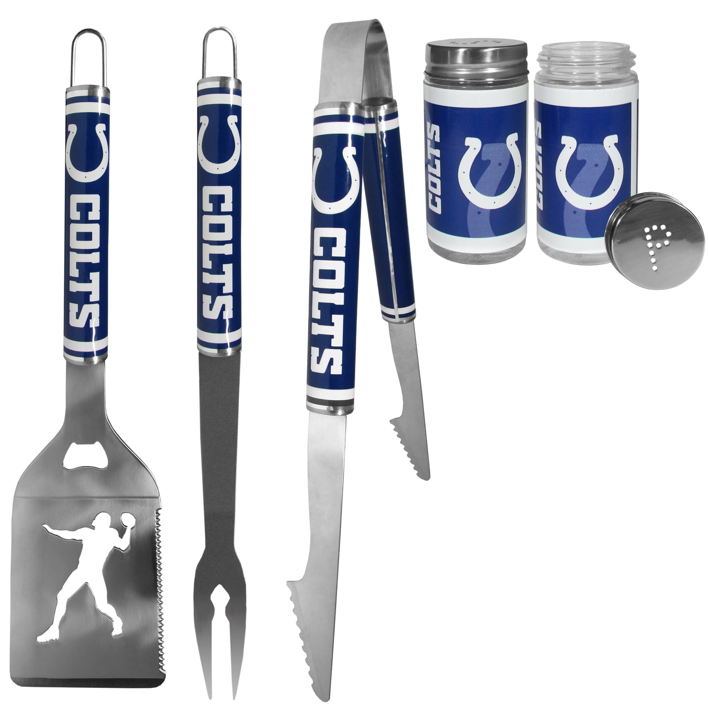Indianapolis Colts 3 pc Steel Logo BBQ Tools w/Shakers