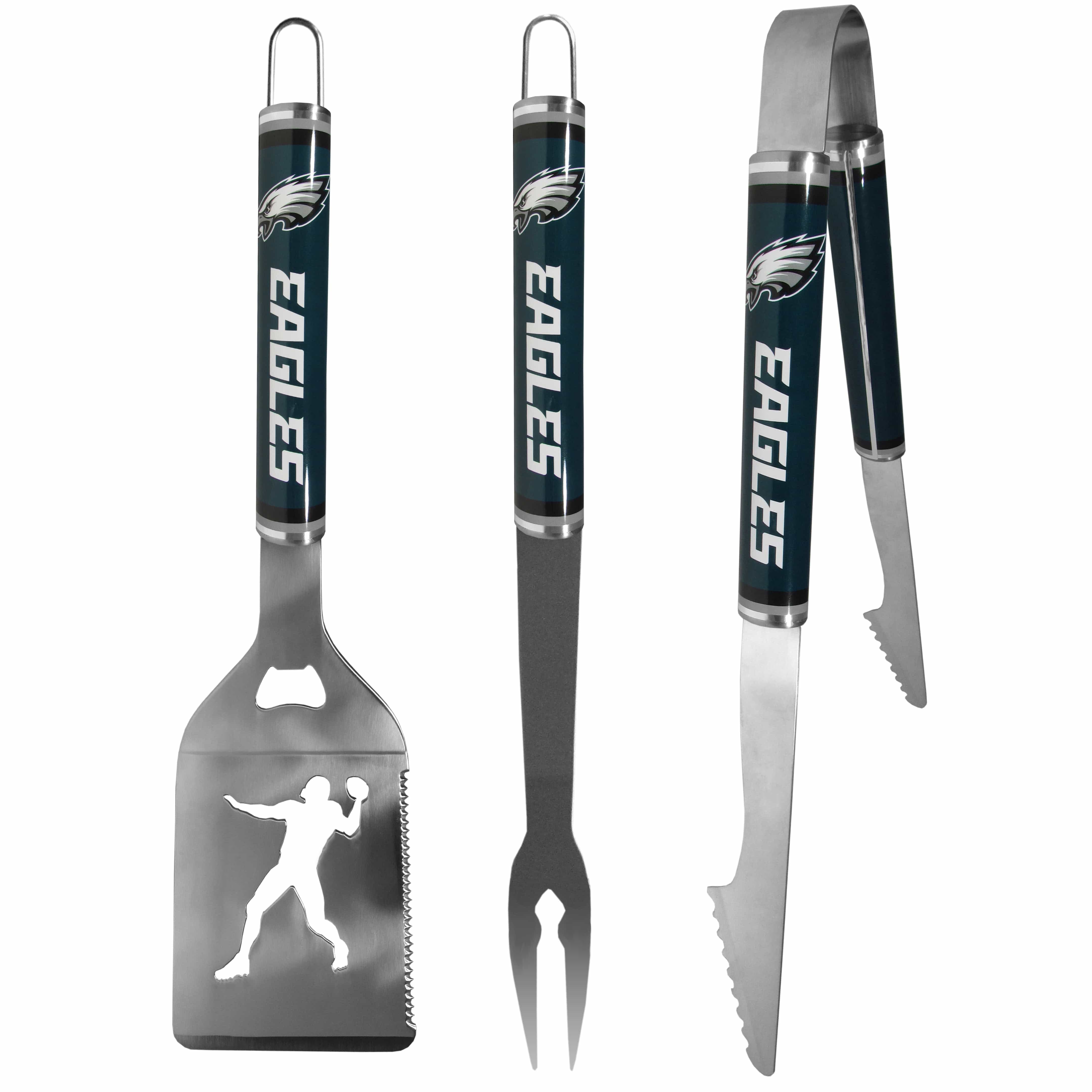 Philadelphia Eagles 3 pc Steel BBQ Tool Set - Philadelphia Eagles