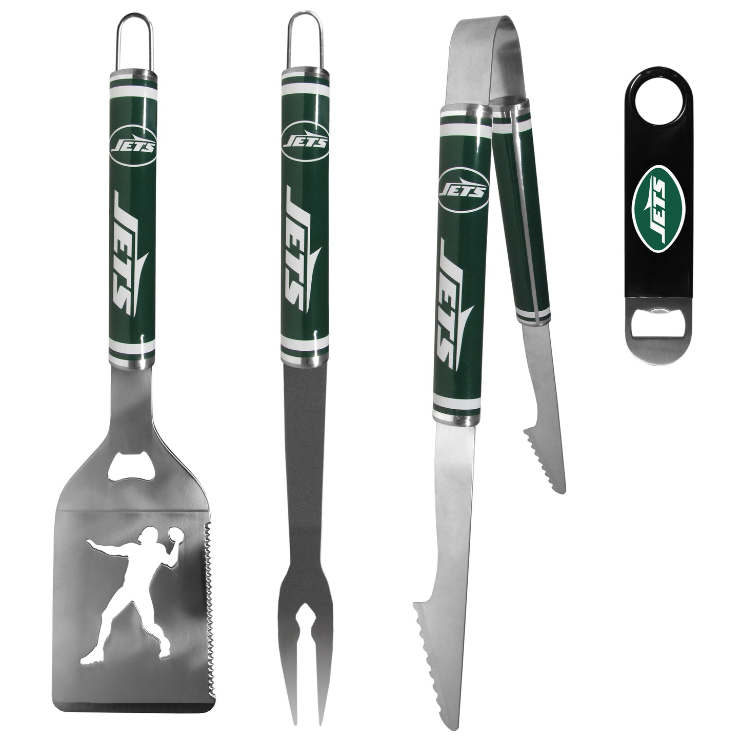 New York Jets 3 pc Steel Logo BBQ Tools w/Bottle Opener
