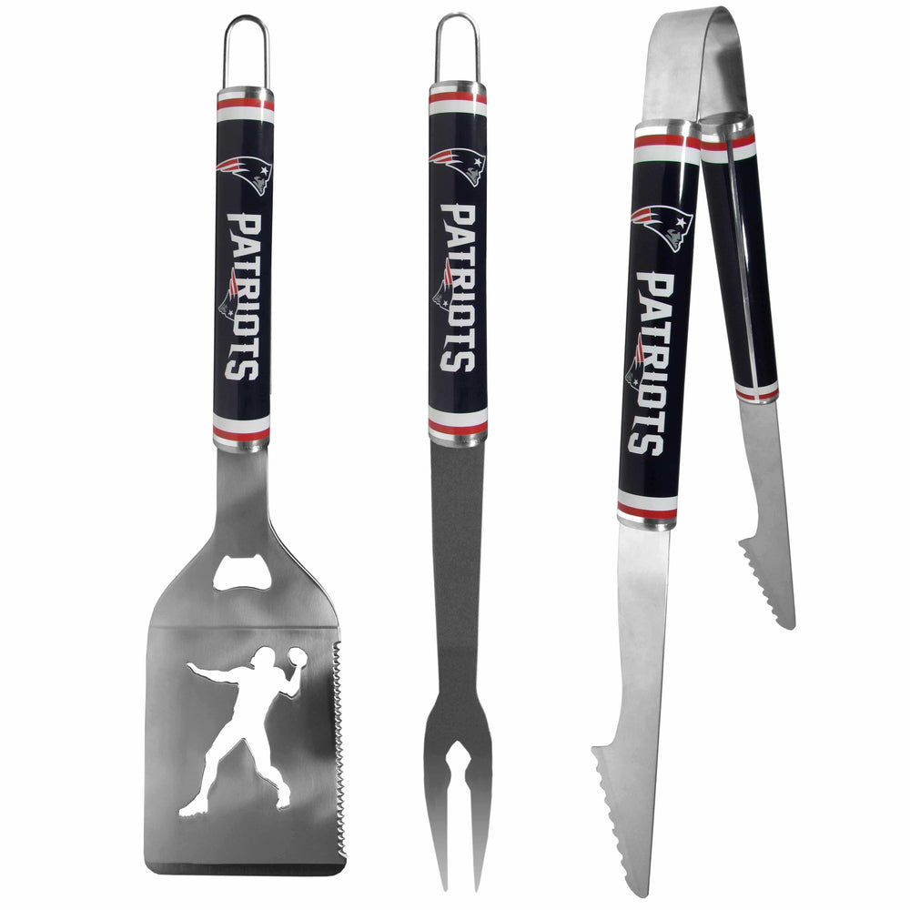 New England Patriots 3 pc Steel BBQ Tool Set - New England Patriots - Flyclothing LLC