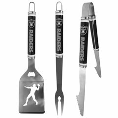 Las Vegas Raiders 3 pc Steel BBQ Tool Set - Las Vegas Raiders