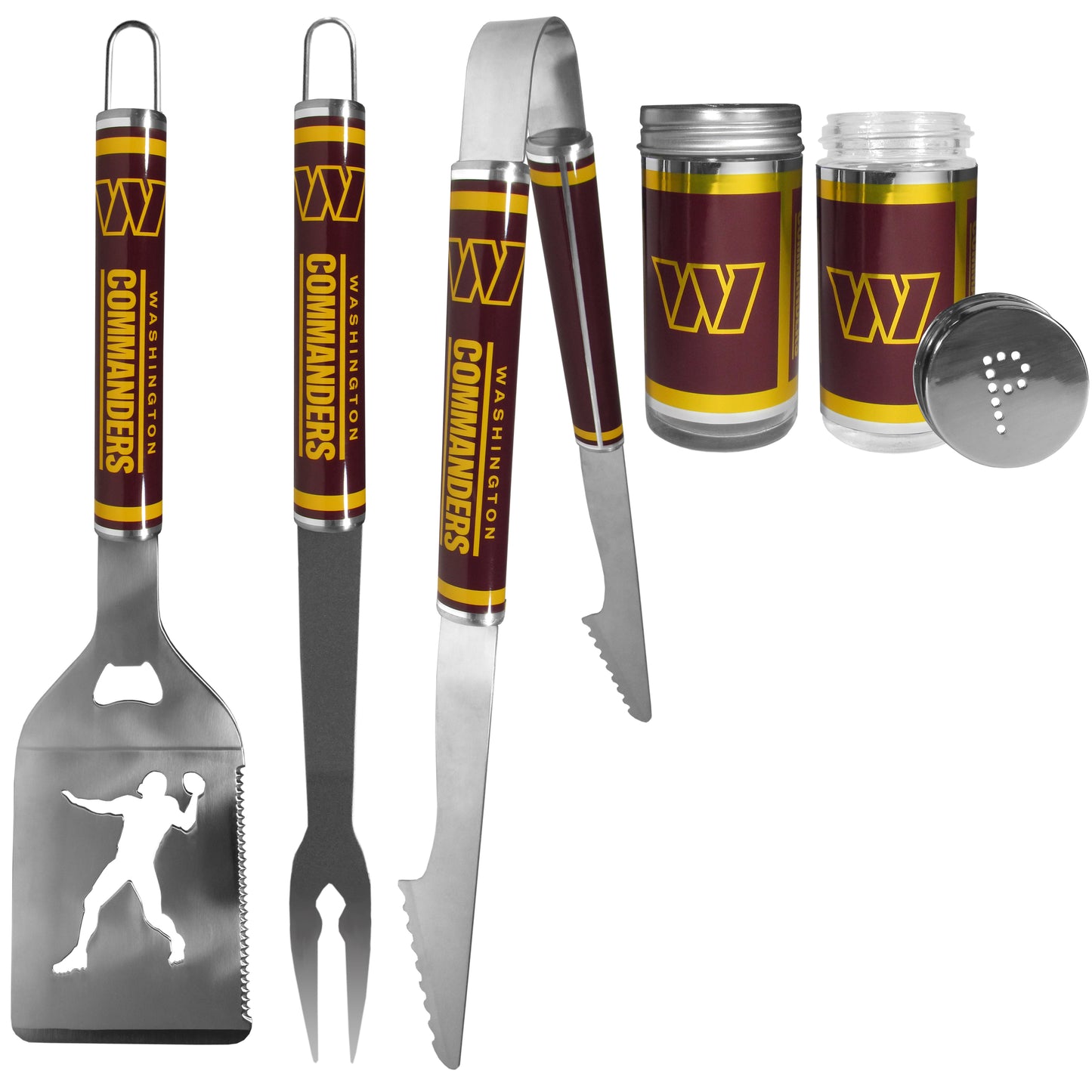 Washington Commanders 3 pc Steel Logo BBQ Tools w/Shakers