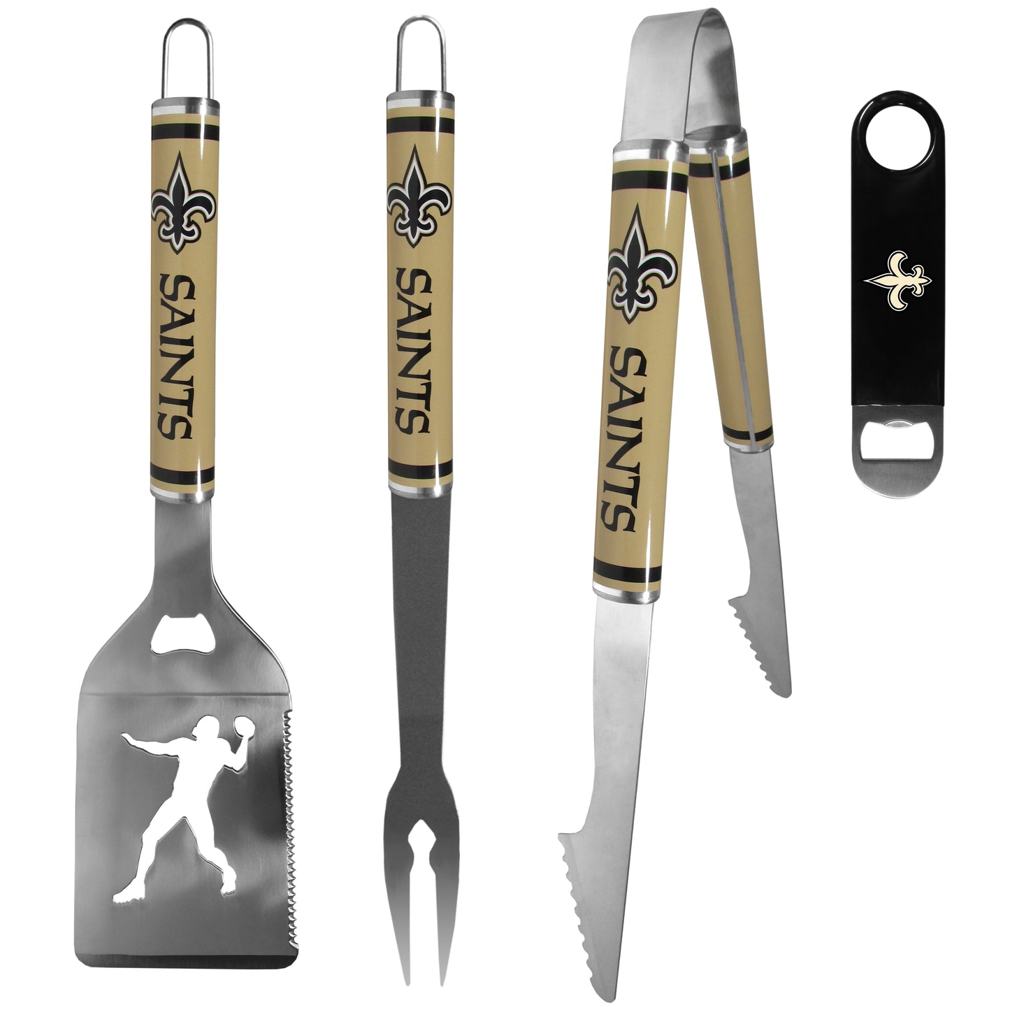 New Orleans Saints 3 pc Steel Logo BBQ Tools w/Bottle Opener
