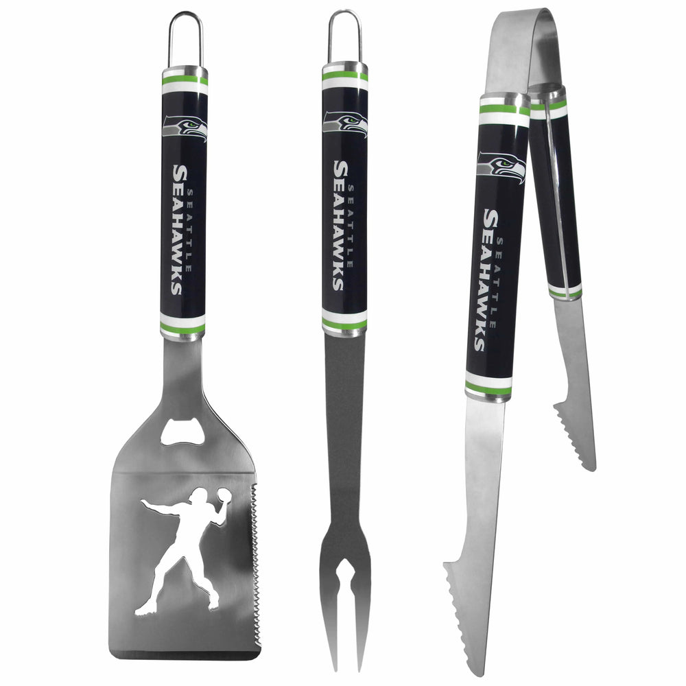 Seattle Seahawks 3 pc Steel BBQ Tool Set - Seattle Seahawks