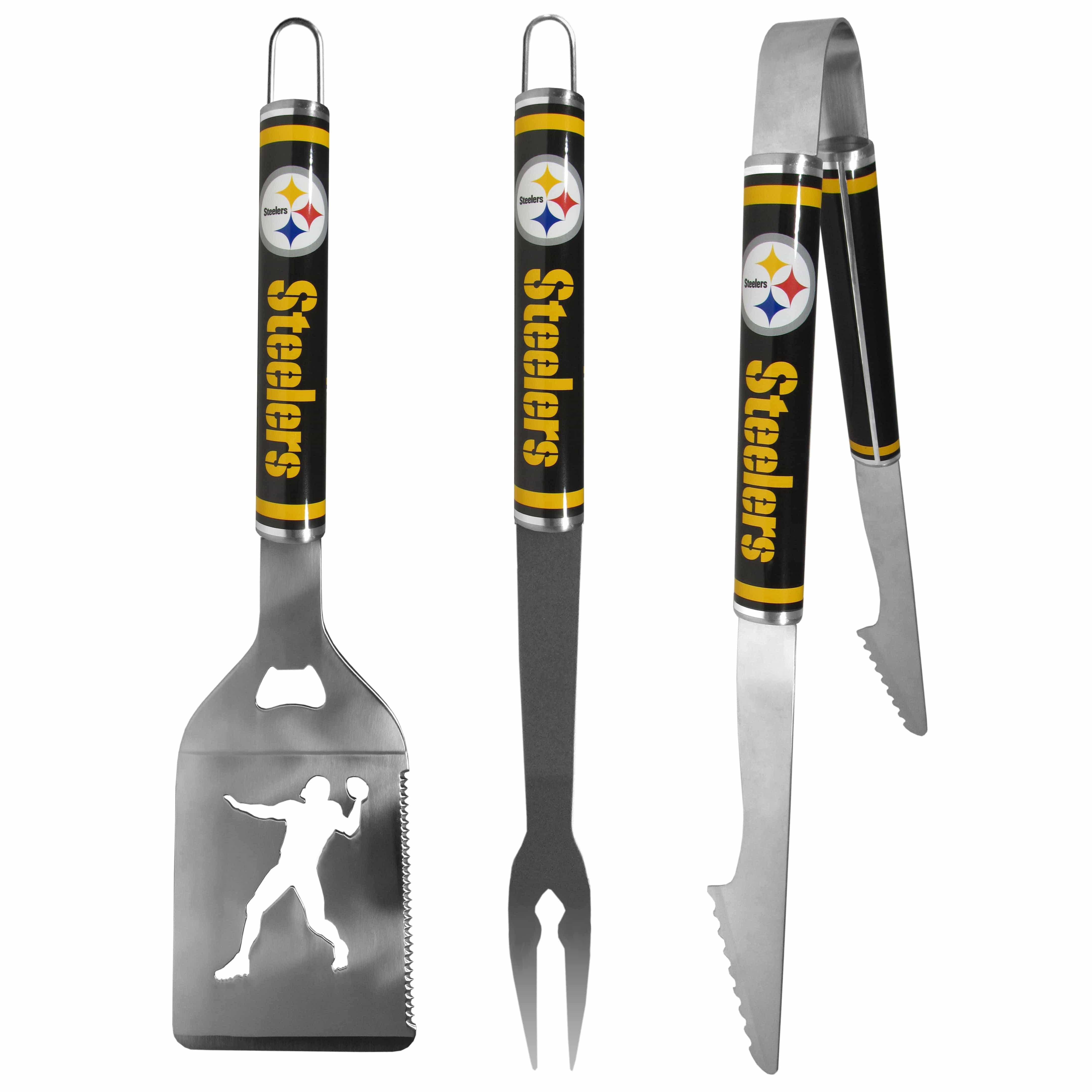 Pittsburgh Steelers 3 pc Steel BBQ Tool Set - Pittsburgh Steelers - Flyclothing LLC