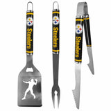 Pittsburgh Steelers 3 pc Steel BBQ Tool Set - Pittsburgh Steelers