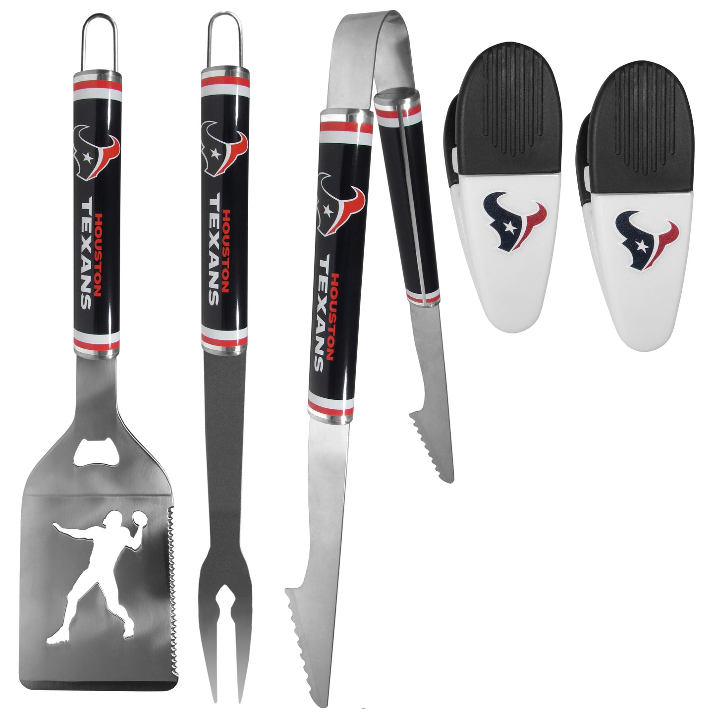 Houston Texans 3 pc Steel Logo BBQ Tools w/Chip Clips