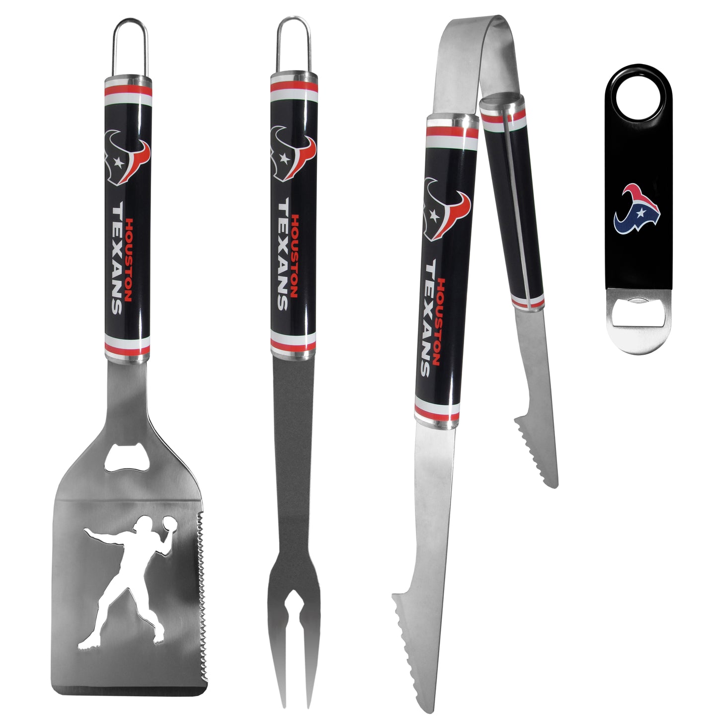 Houston Texans 3 pc Steel Logo BBQ Tools w/Bottle Opener