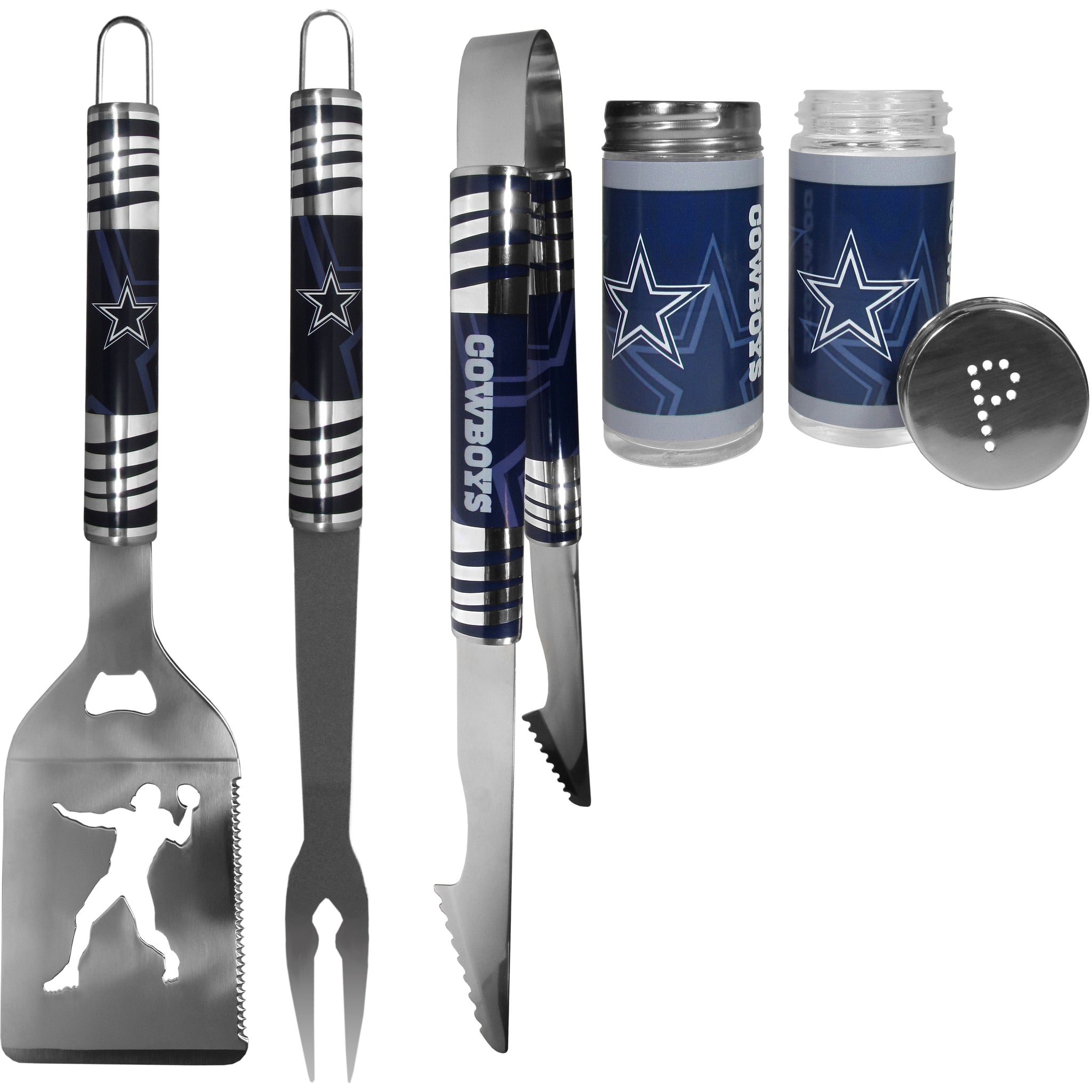Dallas Cowboys 3pc Tailgate BBQ Tools w/Shakers