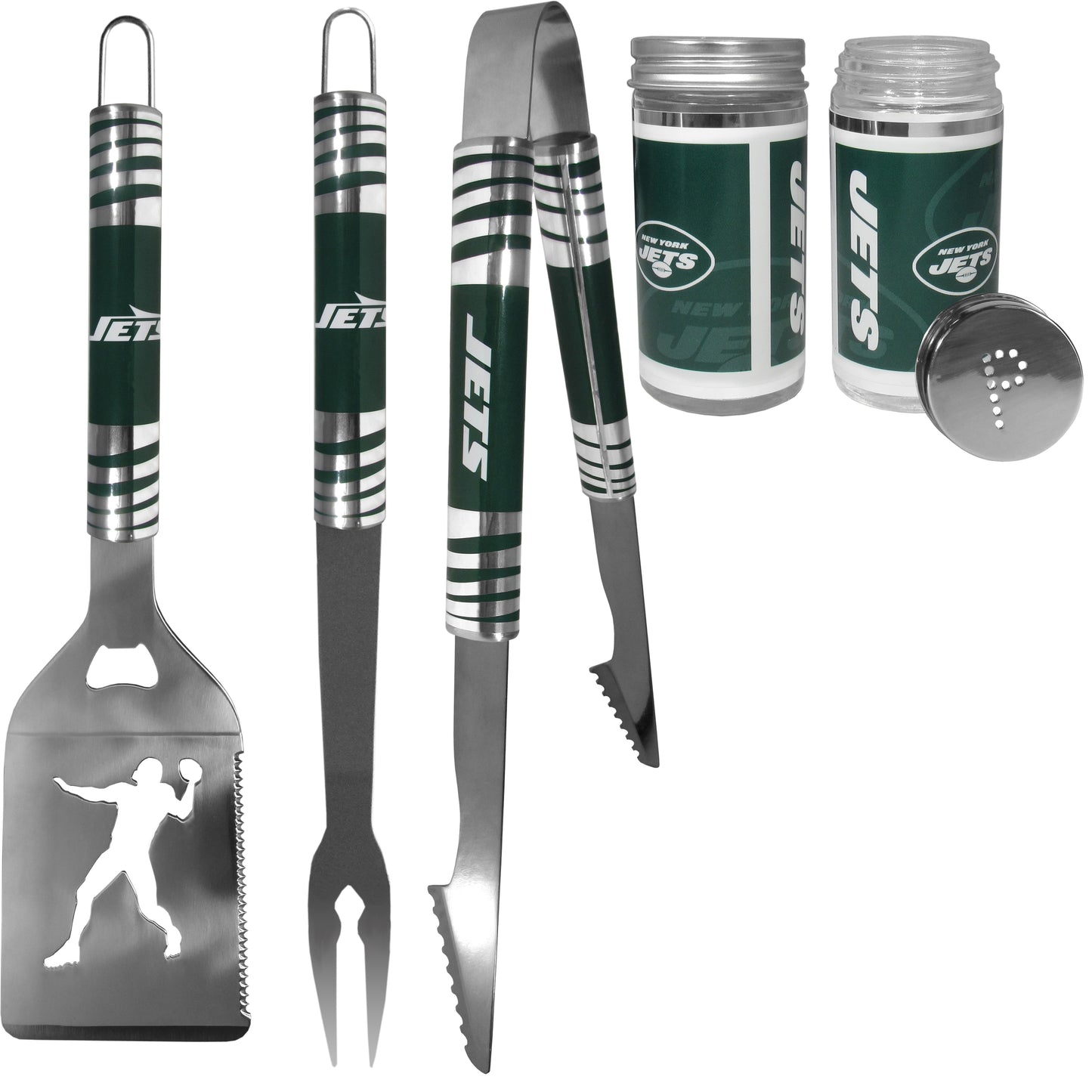 New York Jets 3pc Tailgate BBQ Tools w/Shakers