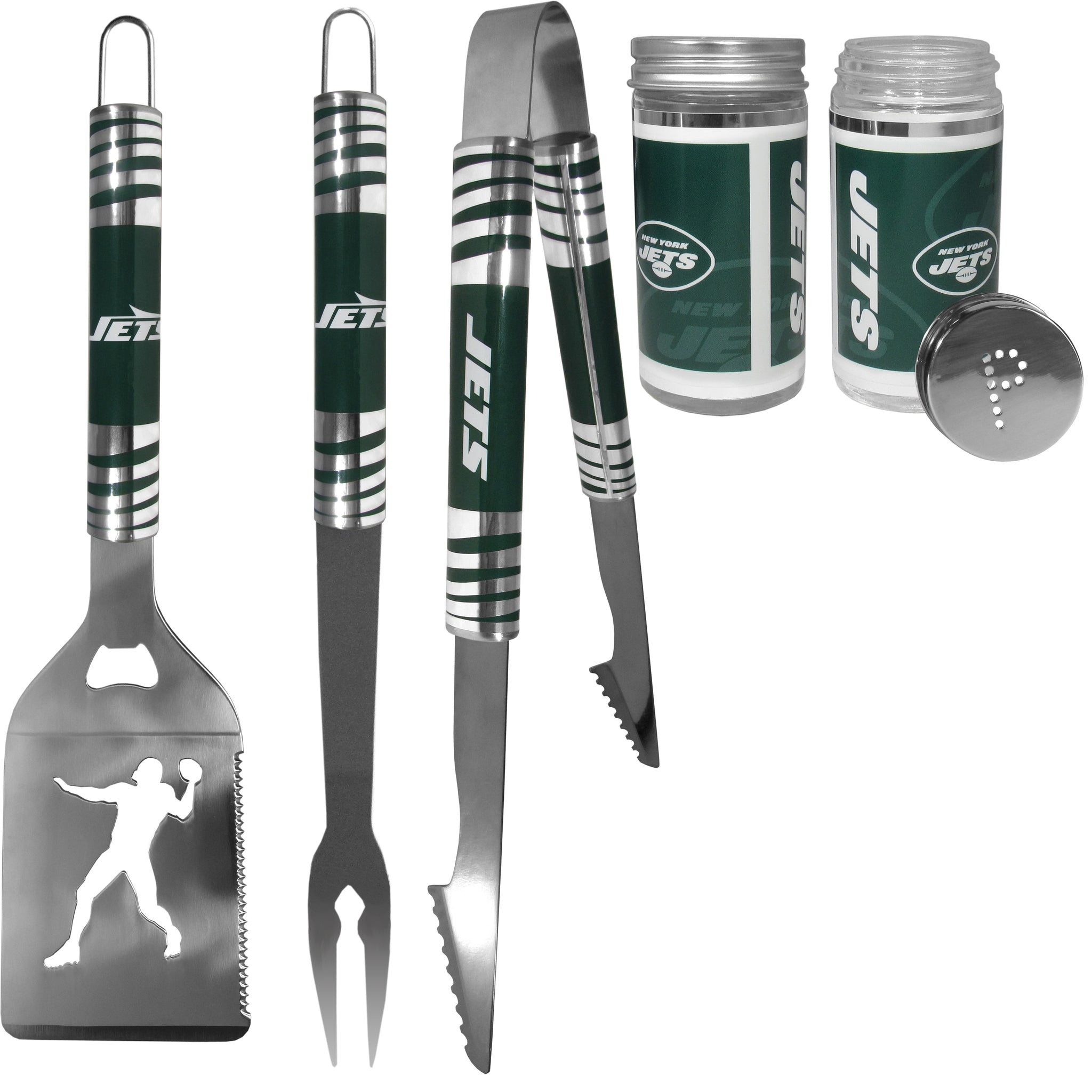 New York Jets 3pc Tailgate BBQ Tools w/Shakers