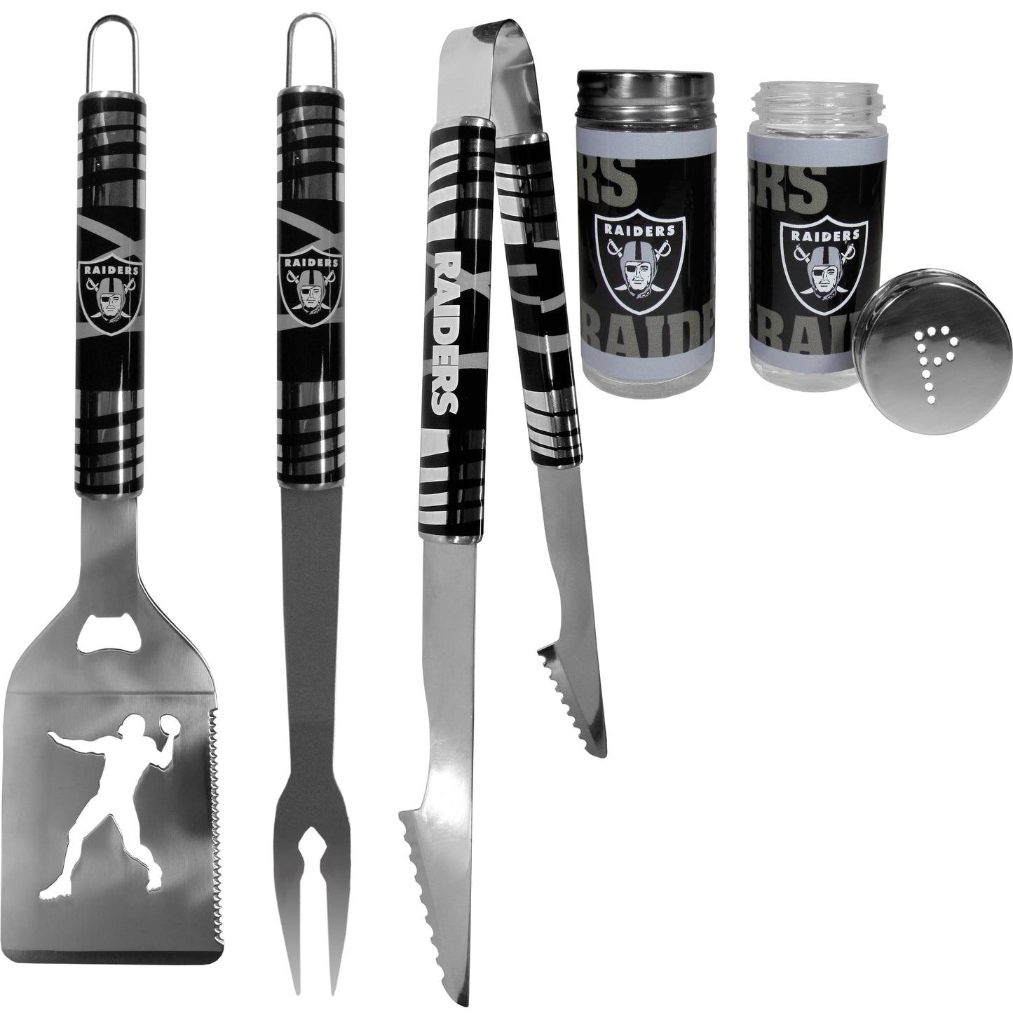 Las Vegas Raiders 3pc Tailgate BBQ Tools w/Shakers