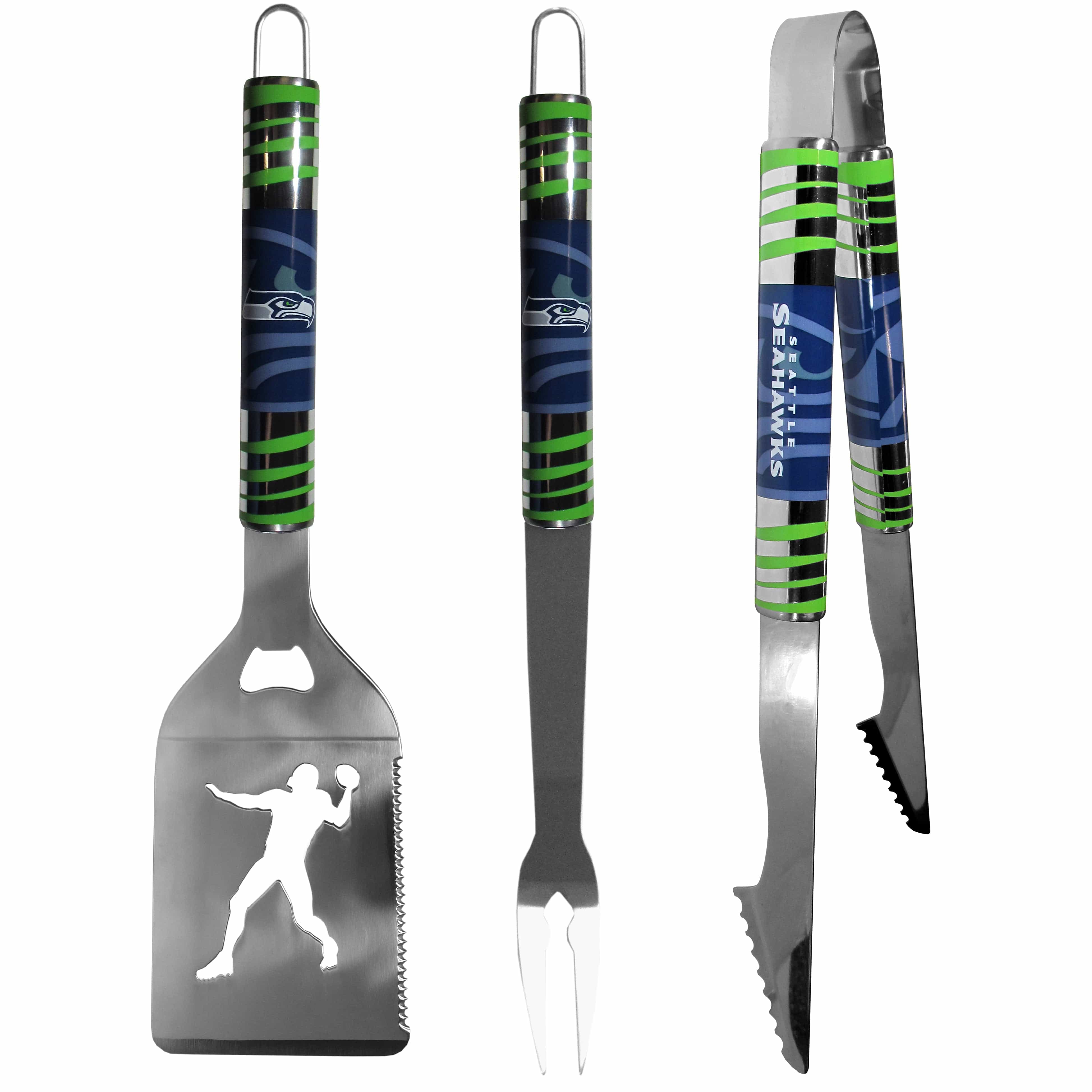 Seattle Seahawks 3 pc Tailgater BBQ Tools - Seattle Seahawks