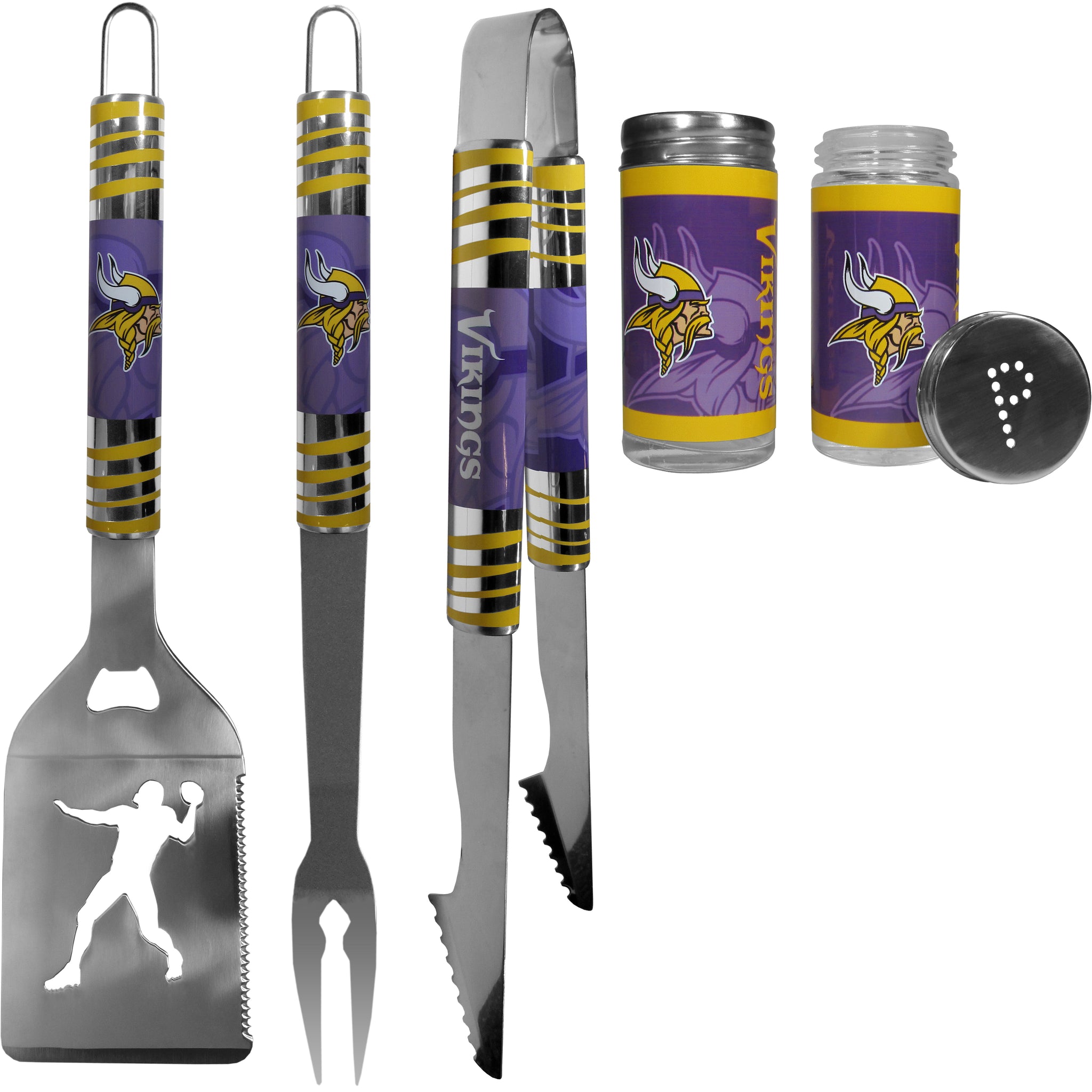 Minnesota Vikings 3pc Tailgate BBQ Tools w/Shakers