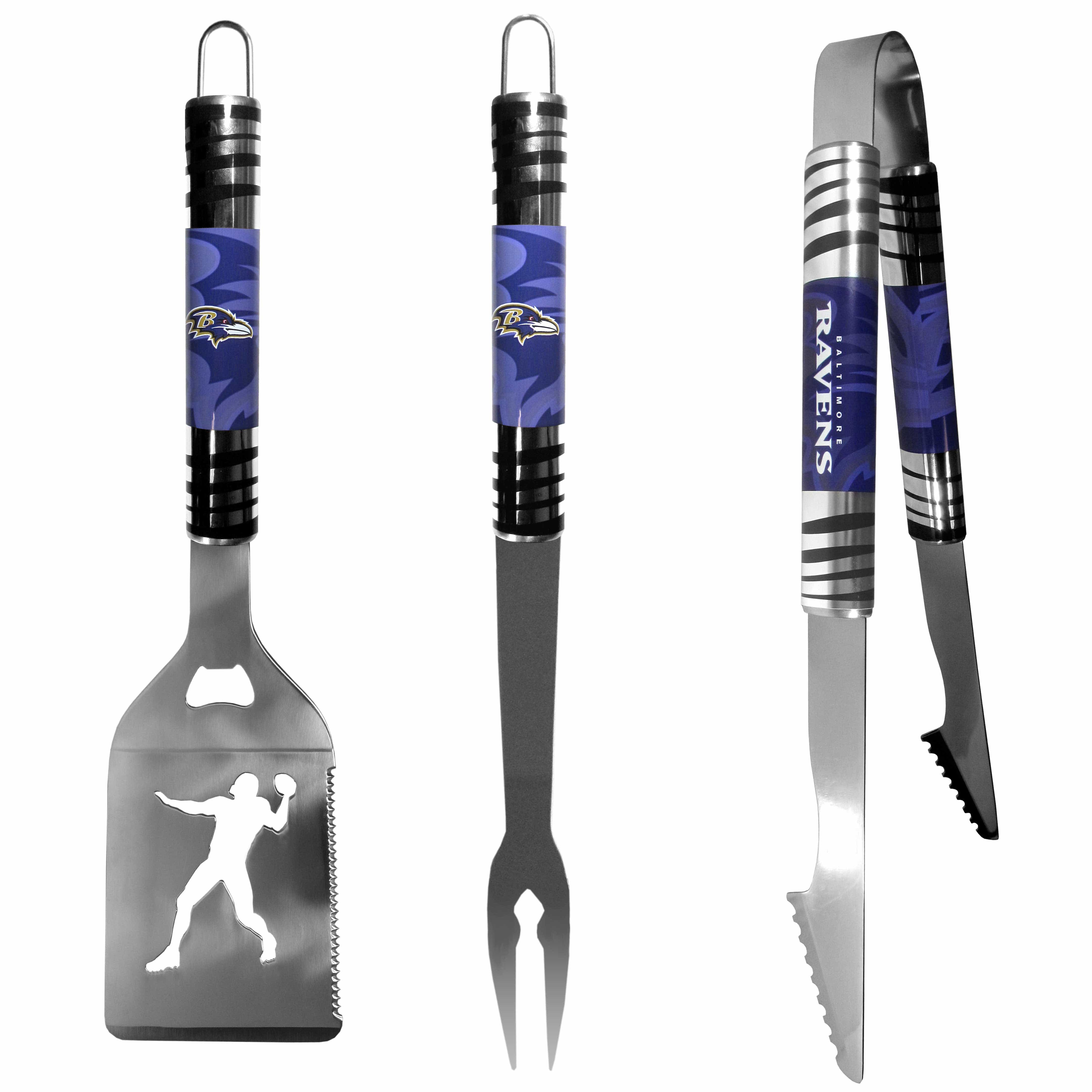 Baltimore Ravens 3 pc Tailgater BBQ Tools - Baltimore Ravens