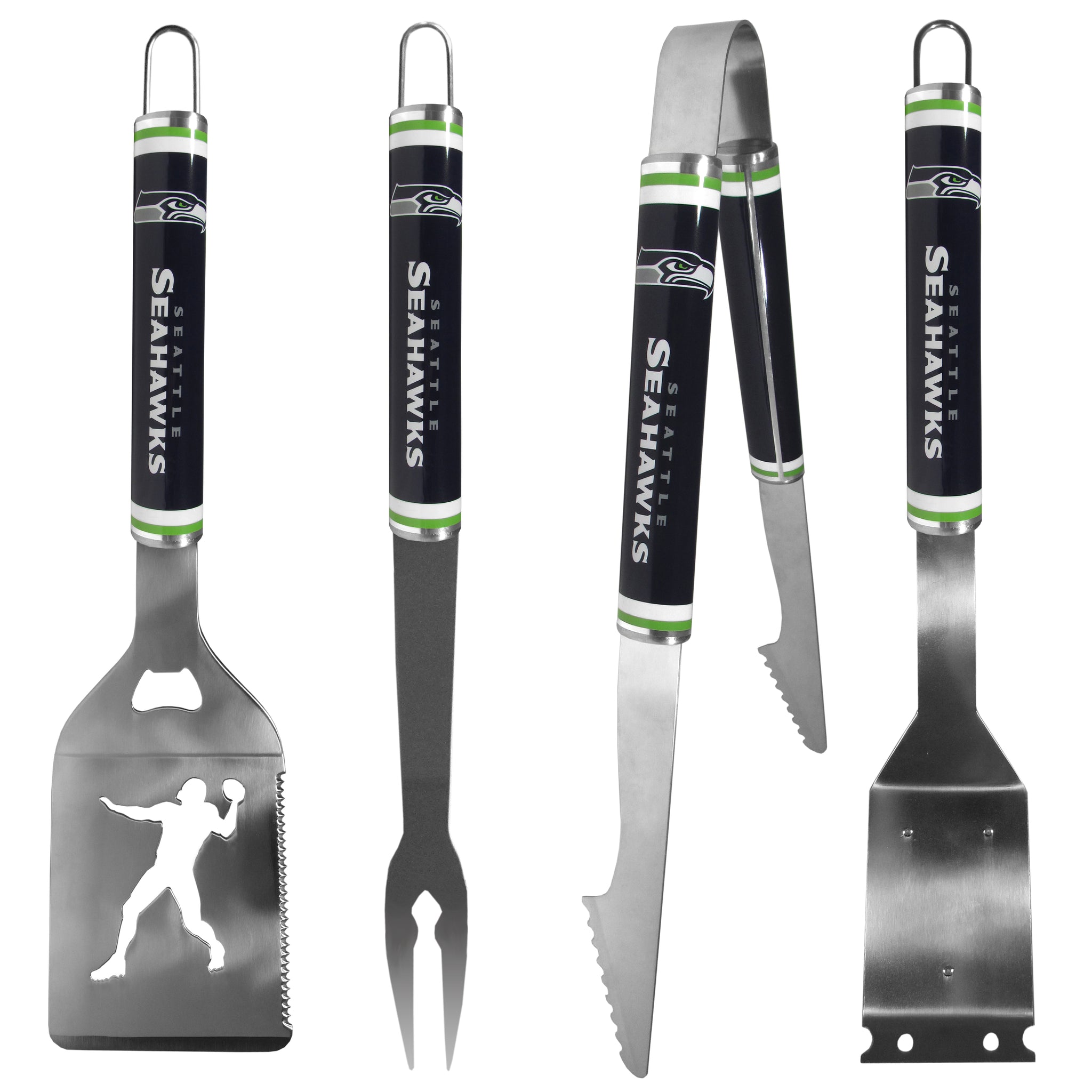 Seattle Seahawks 4 pc Logo Grill Tool Set