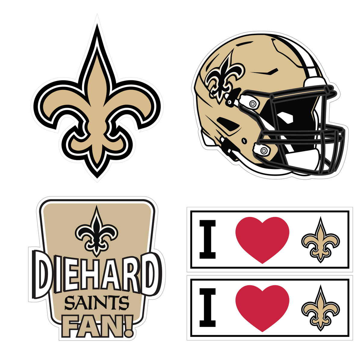 New Orleans Saints 5 pack of 4 inch Decals - Siskiyou Buckle - Flyclothing LLC