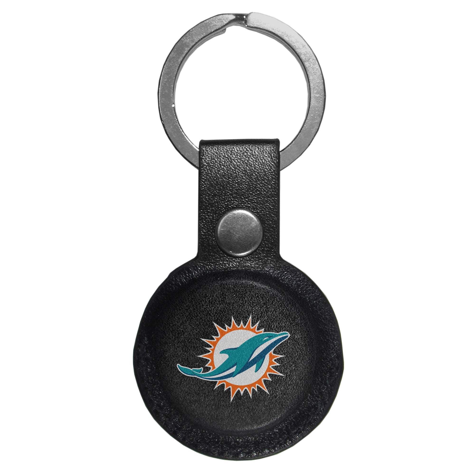 Miami Dolphins AirTag Compatible Leather Key Chain