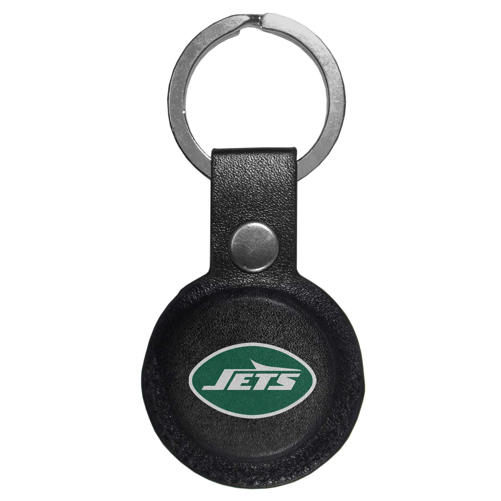 New York Jets AirTag Compatible Leather Key Chain