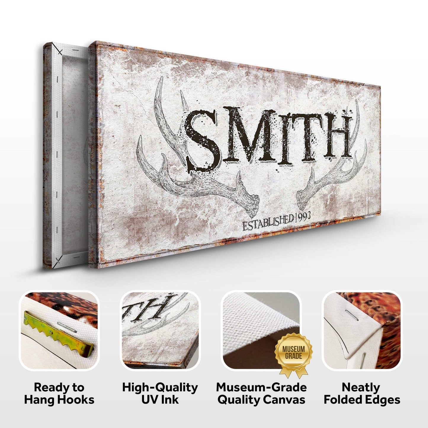 Rustic Family Antler Sign - Tailored Canvases - Flyclothing LLC