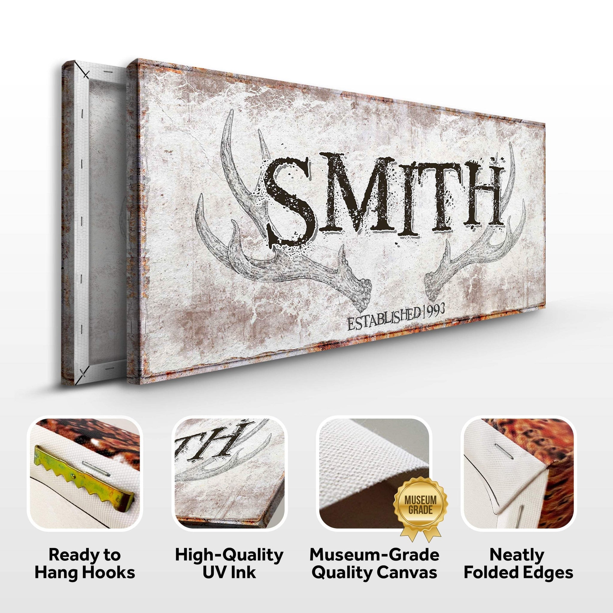 Rustic Family Antler Sign - Tailored Canvases - Flyclothing LLC