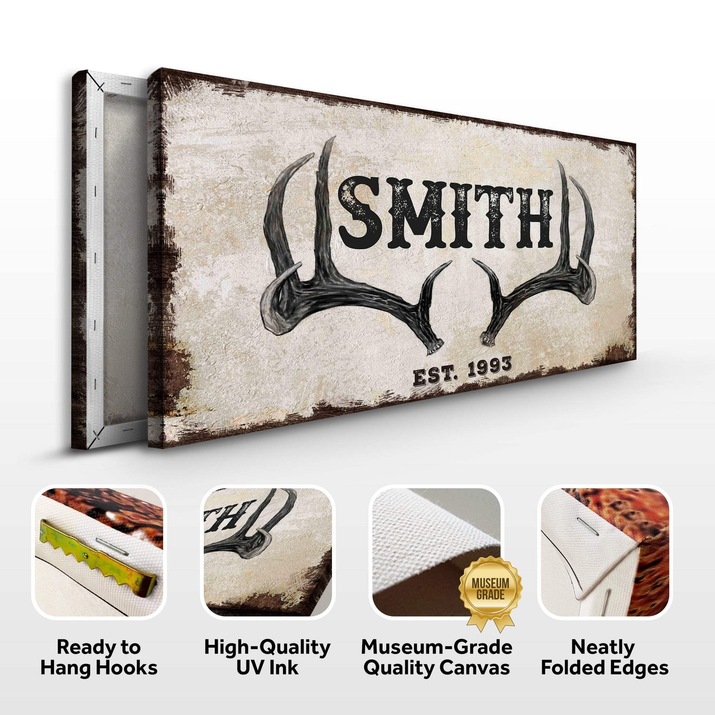 Rustic Family Antler Sign II - Tailored Canvases - Flyclothing LLC