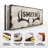 Rustic Family Antler Sign II - Tailored Canvases - Flyclothing LLC